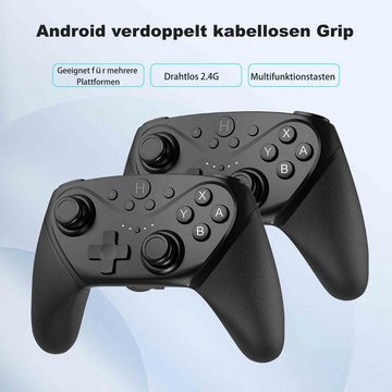 Tadow Kabelloses Doppel-Gamepad mit 2.4G-Konnektivität, mit Batteriefach Gamepad (wickeln, Versenkte Kreuztasten, Hall-Lineartrigger, TURBO-Funktion)