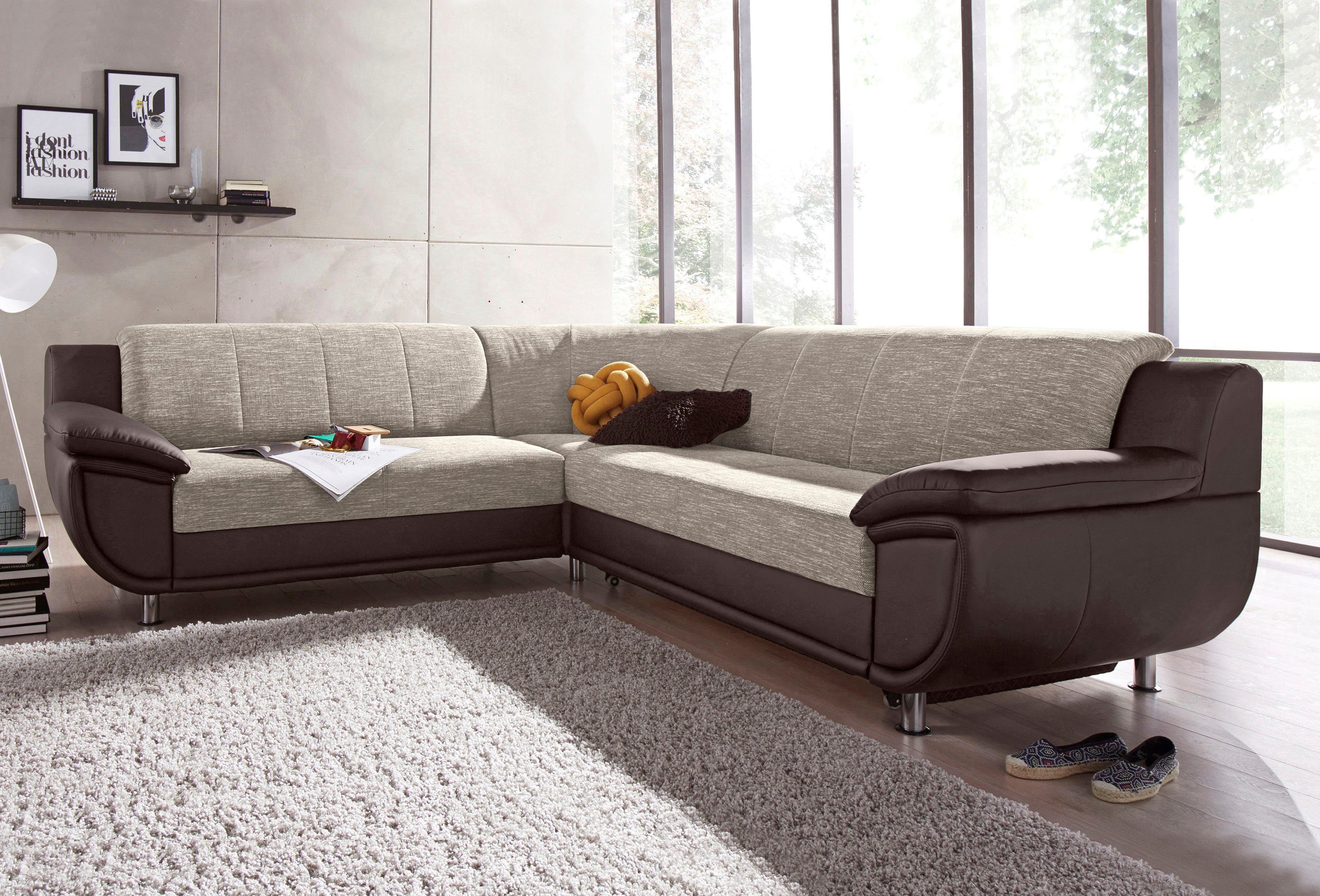 TRENDMANUFAKTUR Ecksofa Rondo 3, zeitlos und modern, im Materialmix, L-Form, wahlweise Federkern für hohen Sitzkomfort, wahlweise Bettfunktion