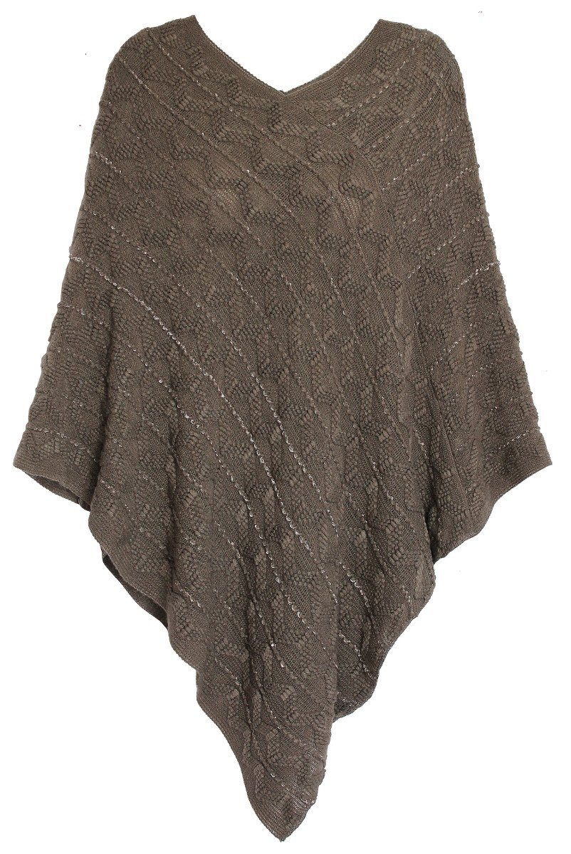 dy_mode Strickponcho Damen Poncho mit Pailletten günstig online kaufen