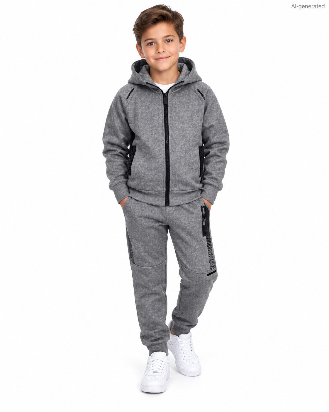 Fashion Boy Trainingsanzug Freizeitanzug 2-teilig – sportlicher Trainingsanzug mit Kapuze JF3803e (Set, Kapuzenjacke und passende Jogginghose)