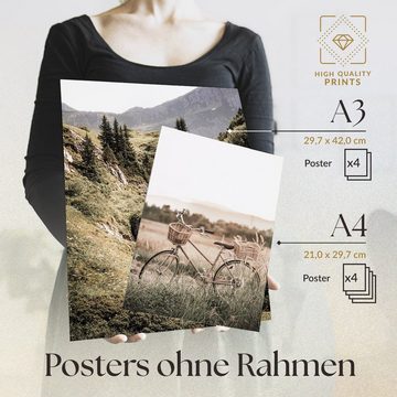 Heimlich Poster Set als Wohnzimmer Deko, Bilder DIN A3 & DIN A4, Pampasgras, Landschaften