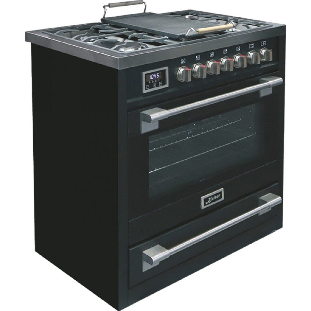 Kaiser Küchengeräte Gas-Standherd HGE 93505 s//5 Jahres Garantie, Gas Elektro Standherd 90 cm mit 2-fach-Teleskopauszug