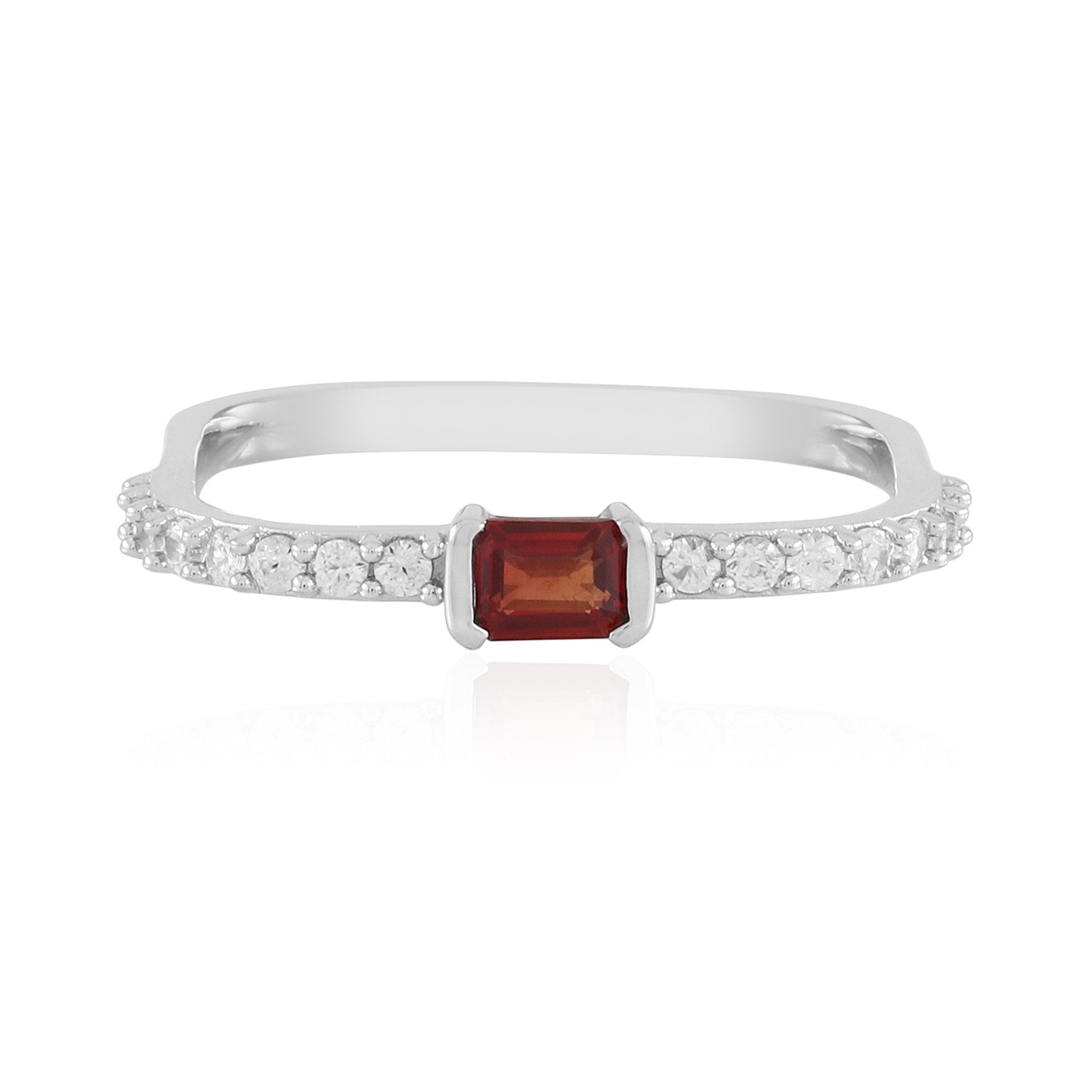 Cavill Silberring Ring aus versilbertem Silber mit tansanischem Rubin (1-tlg)