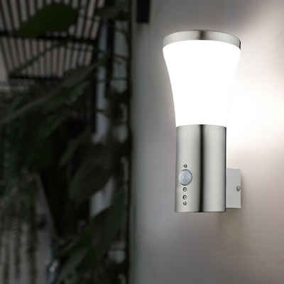 etc-shop Außen-Wandleuchte, LED-Leuchtmittel fest verbaut, Warmweiß, Wandleuchte Aussen LED Wandlampe Edelstahl Bewegungsmelder Leuchten