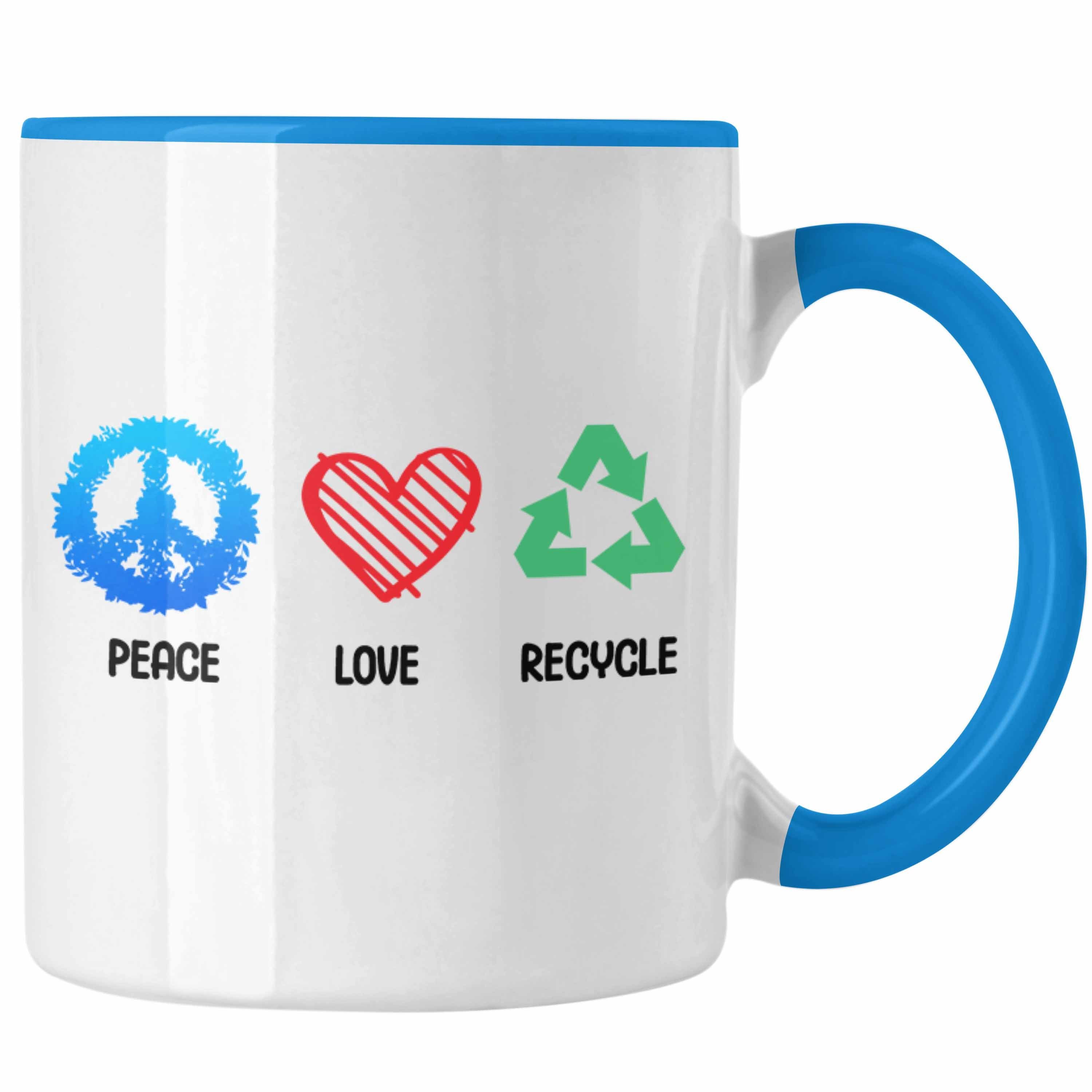 Trendation Tasse Welt Umwelt Aktivisten Tasse Geschenk Generation Retten Recyceln Blau