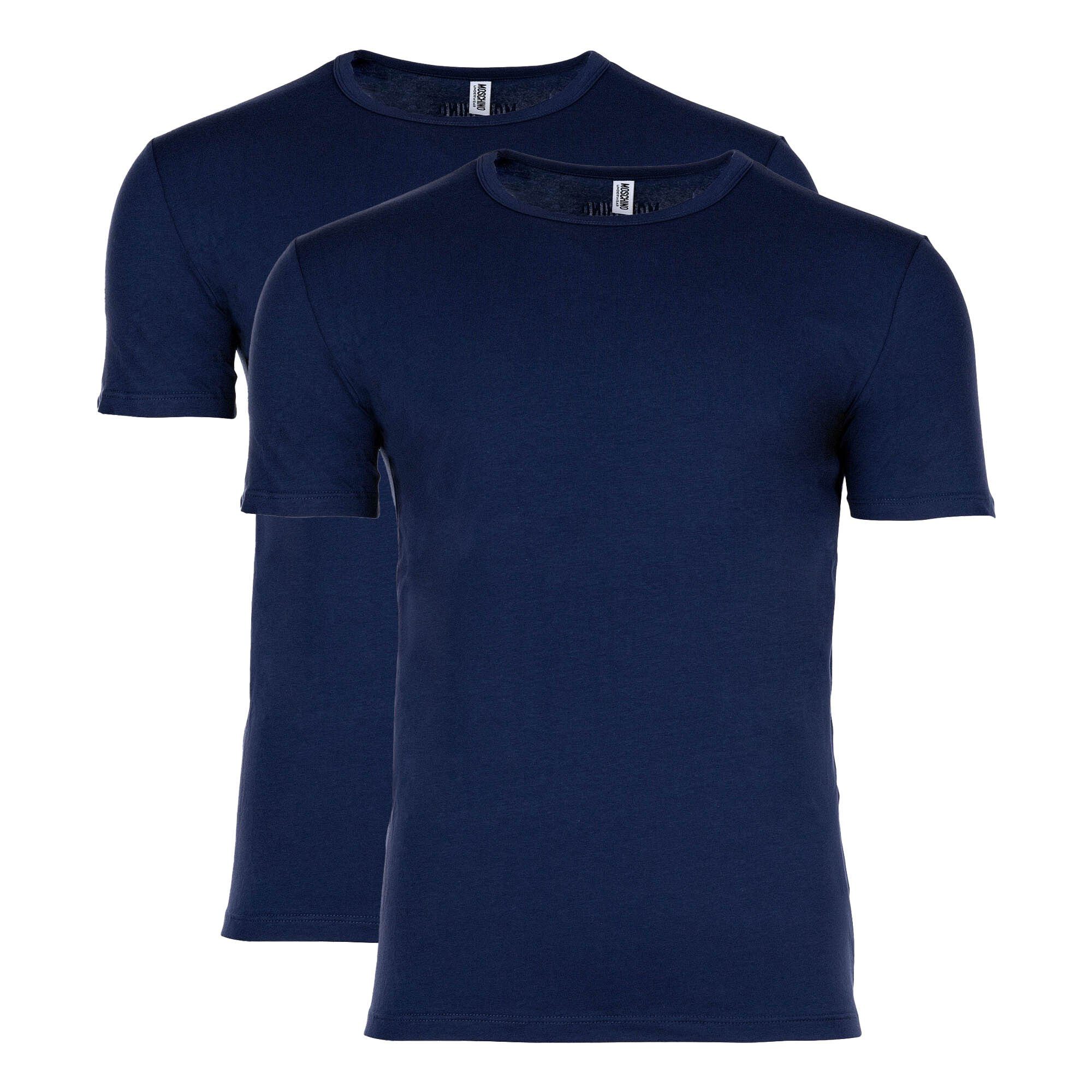 Moschino T-Shirt Herren T-Shirt 2er Pack - Crew Neck, Rundhals Blau