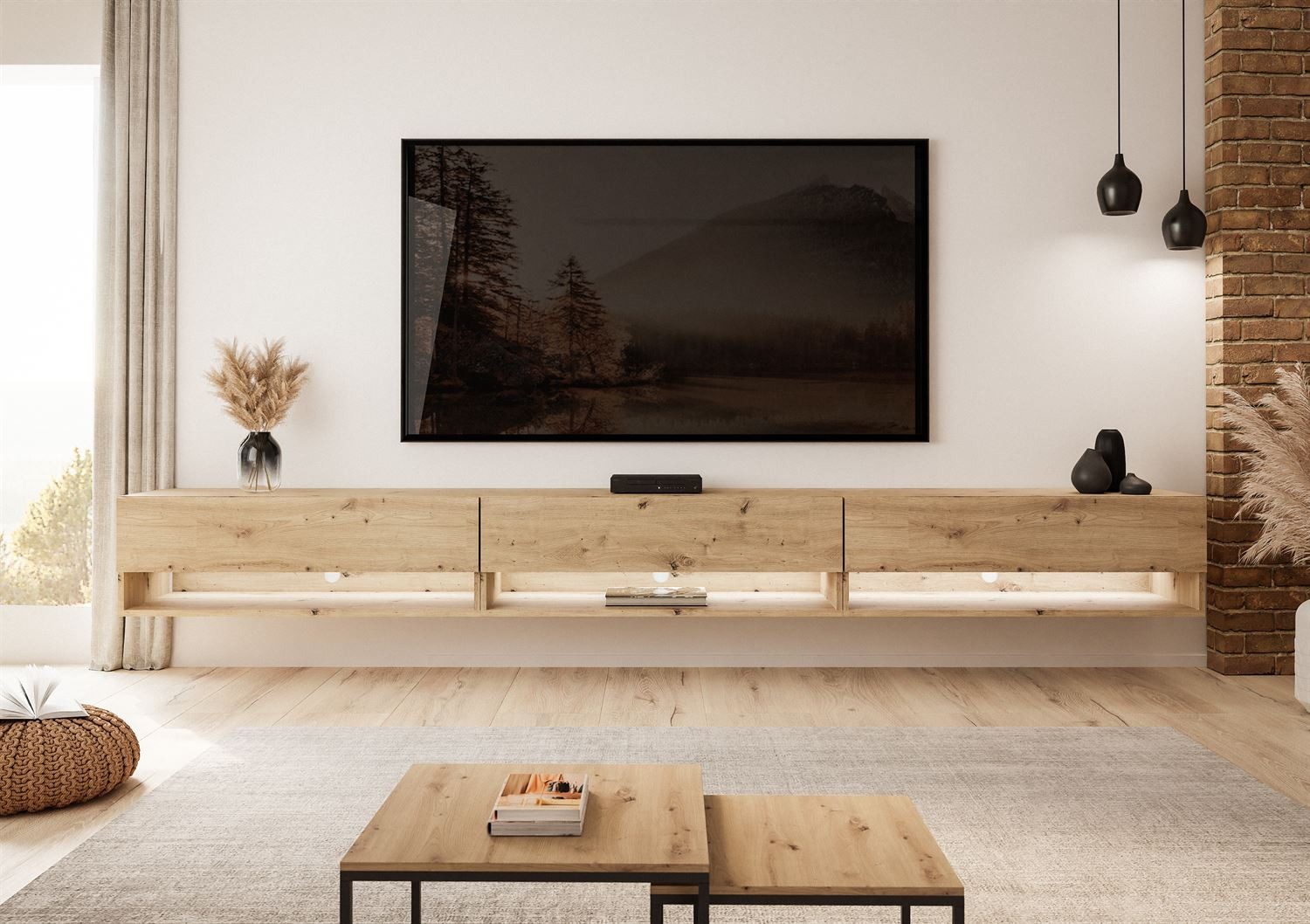 Lookway Lowboard CALANTE LOFT 270 cm RTV Hängeschrank mit LED-Beleuchtung