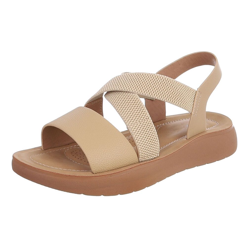 Ital-Design Damen Sandale mit Fersenriemen und Plateausohle Pantolette (92002720) Flach Pantoletten in Beige