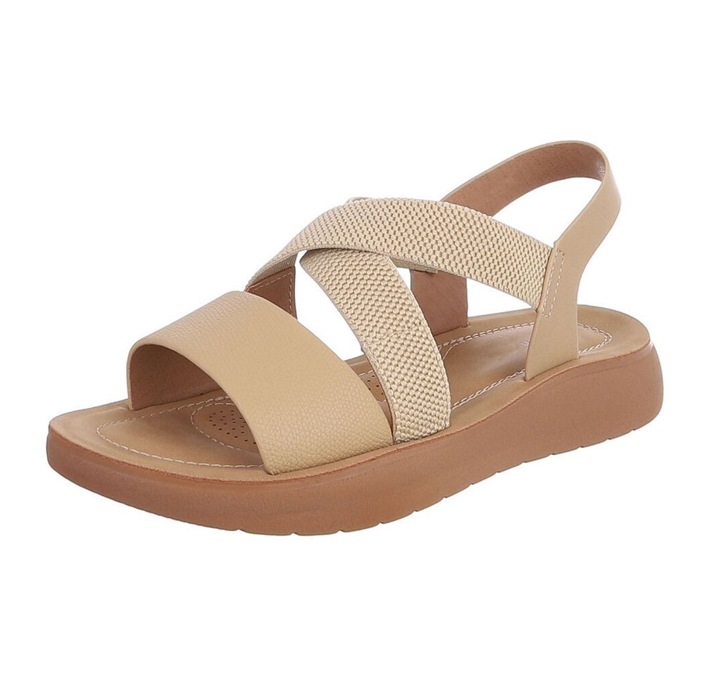 Ital-Design Damen Sandale mit Fersenriemen und Plateausohle Pantolette (92002719) Flach Pantoletten in Beige