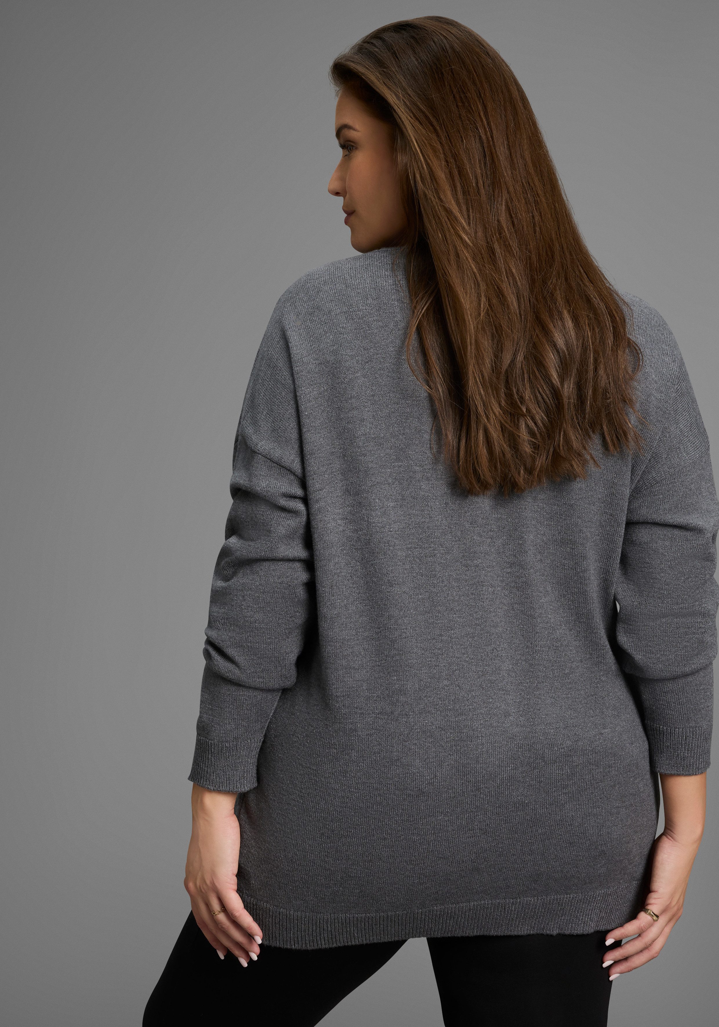 Laura Scott CURVE Strickjacke in kuscheligem Feinstrick und hüftbedeckender günstig online kaufen