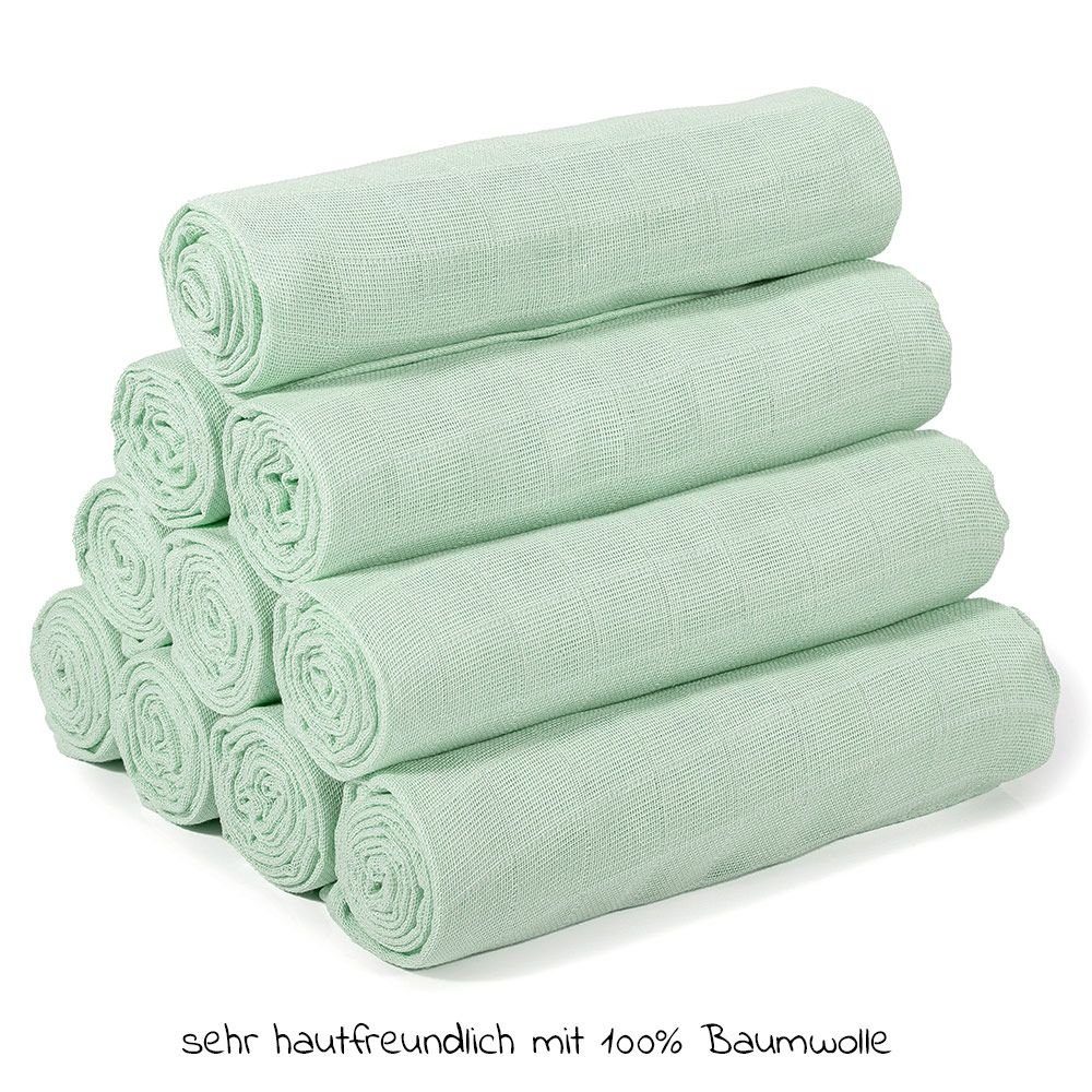 Makian Stoffwindeln Mint (1-St), Mullwindeln Mulltücher - 10er Pack 80 x 80 cm Stoffwindeln