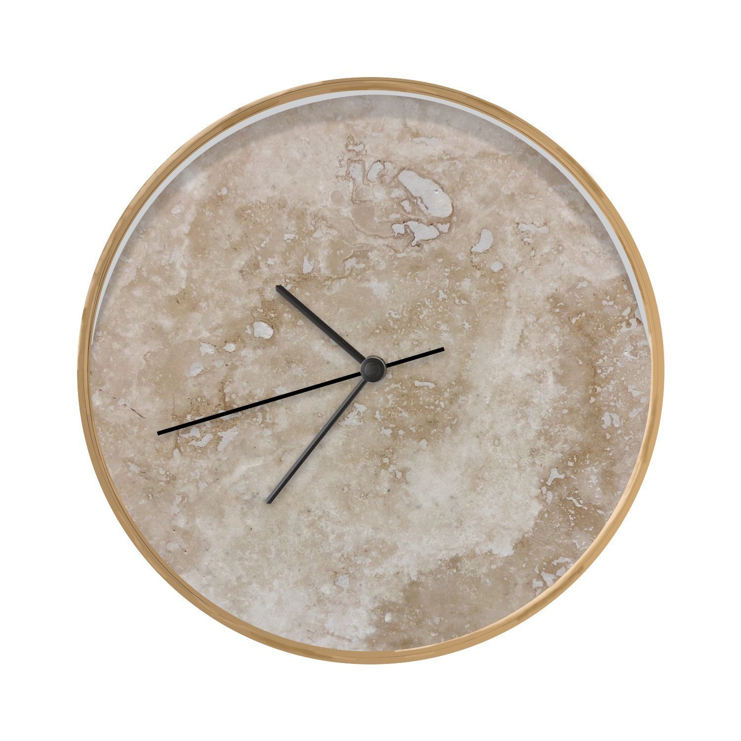 MuchoWow Wanduhr Marmor mit Beige und Weiß (Uhrwerk, Wohnzimmer, Küchenuhr,  Wanddekoration, Modern, Holz)