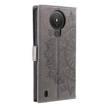 CoverKingz Handyhülle Hülle für Nokia 1.4 Handyhülle Flip Case Cover Schutzhülle Tasche 16,5 cm (6,5 Zoll), Klapphülle Schutzhülle mit Kartenfach Schutztasche Motiv Mandala