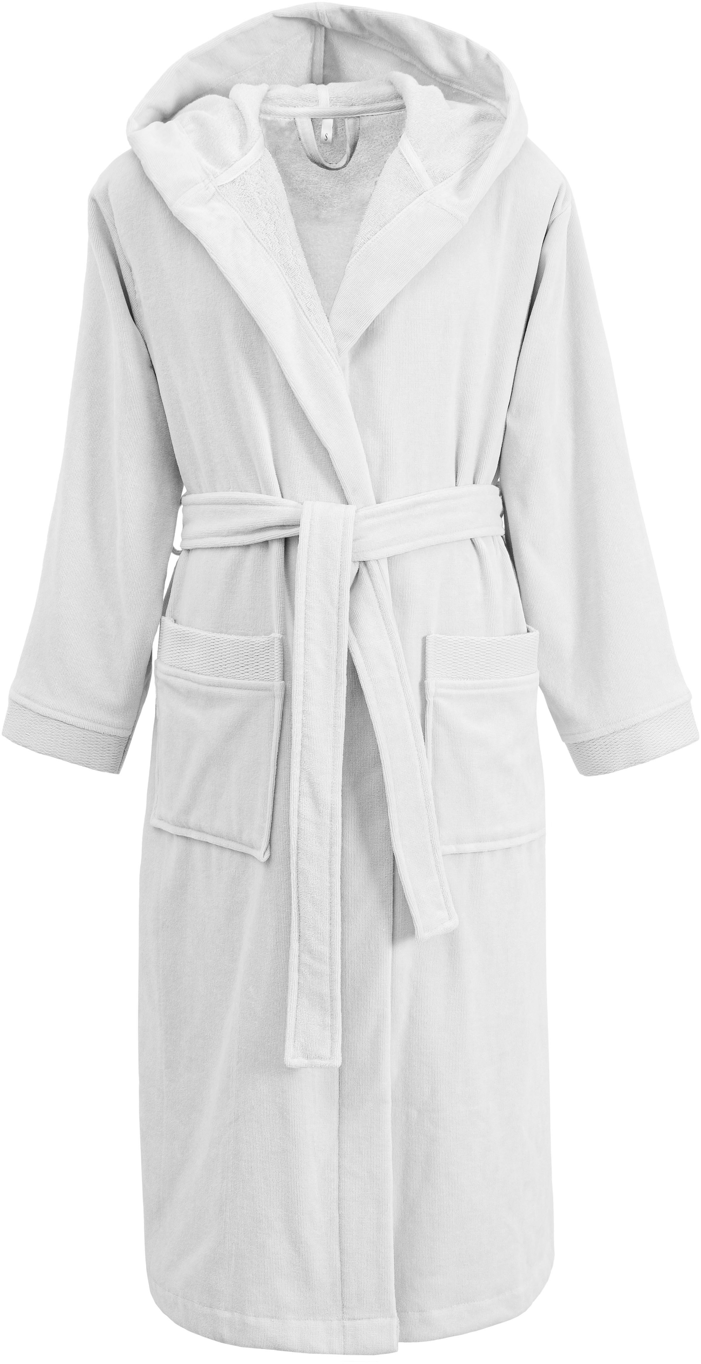 OTTO home Unisex-Bademantel Fenya, 330 g/m², Premium, Hotelbademantel, Morgenmantel, Sauna & Spa, Langform, Veloursfrottier, Kapuze, Gürtel, Reißverschlusstaschen, weich mit GRATIS-Zugabe: 1x Duschtuch 70x140 cm