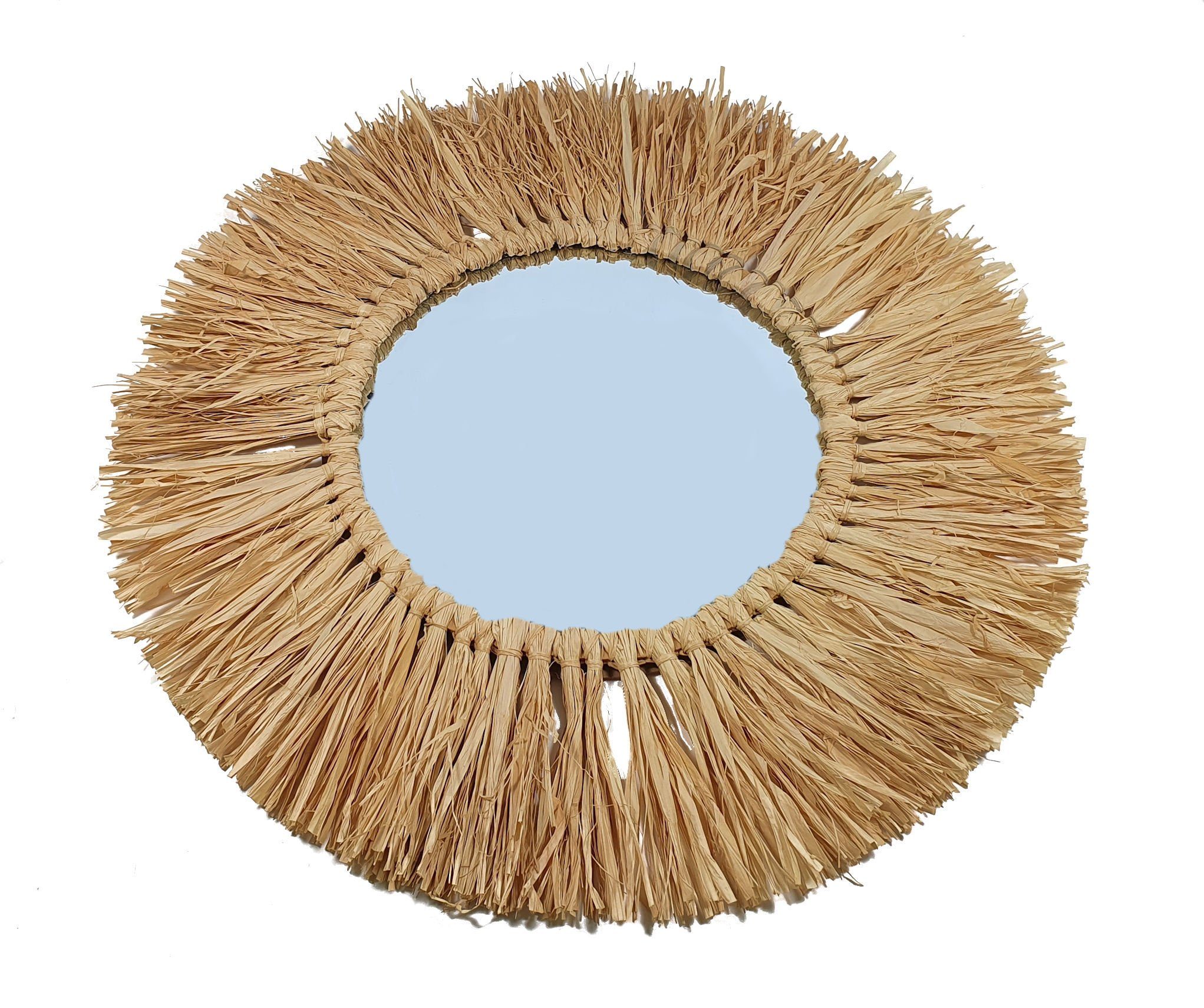 Spetebo Wandspiegel Wand Spiegel rund mit Bast Rahmen - Ø 57 cm (1 Wandspie günstig online kaufen