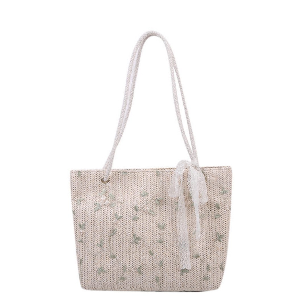 Bwecuy Umhängetasche Sommer Stroh Strandtasche Damen Geflochtene Handtasche (Groß Straw Bag Urbane Boho Trendy Beach Strohtasche), für Reisen, Einkaufen, Urlaub, Pendeln