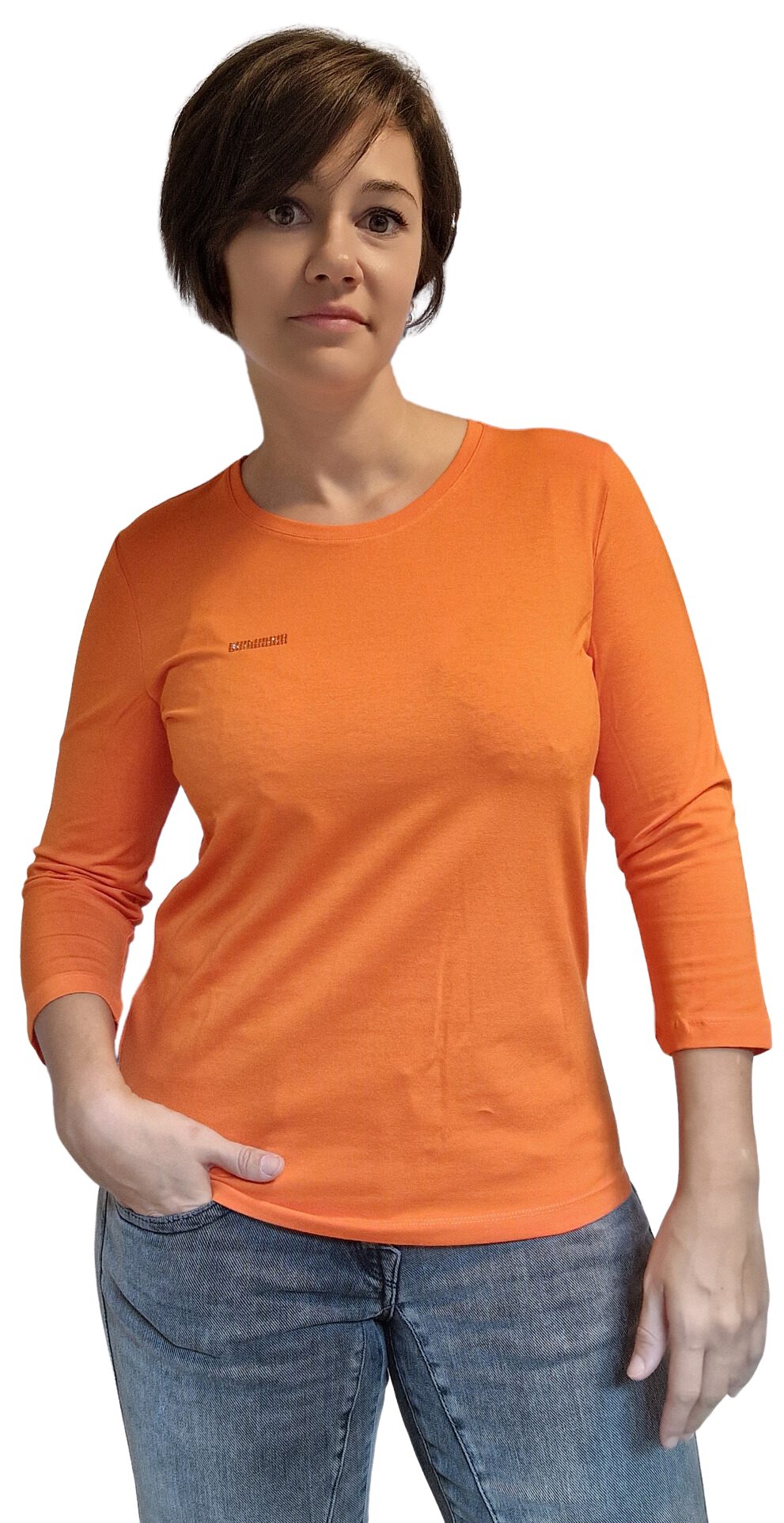 3/4-Arm-Shirt 186-1148 Basic-Shirt mit Rundhalsausschnitt