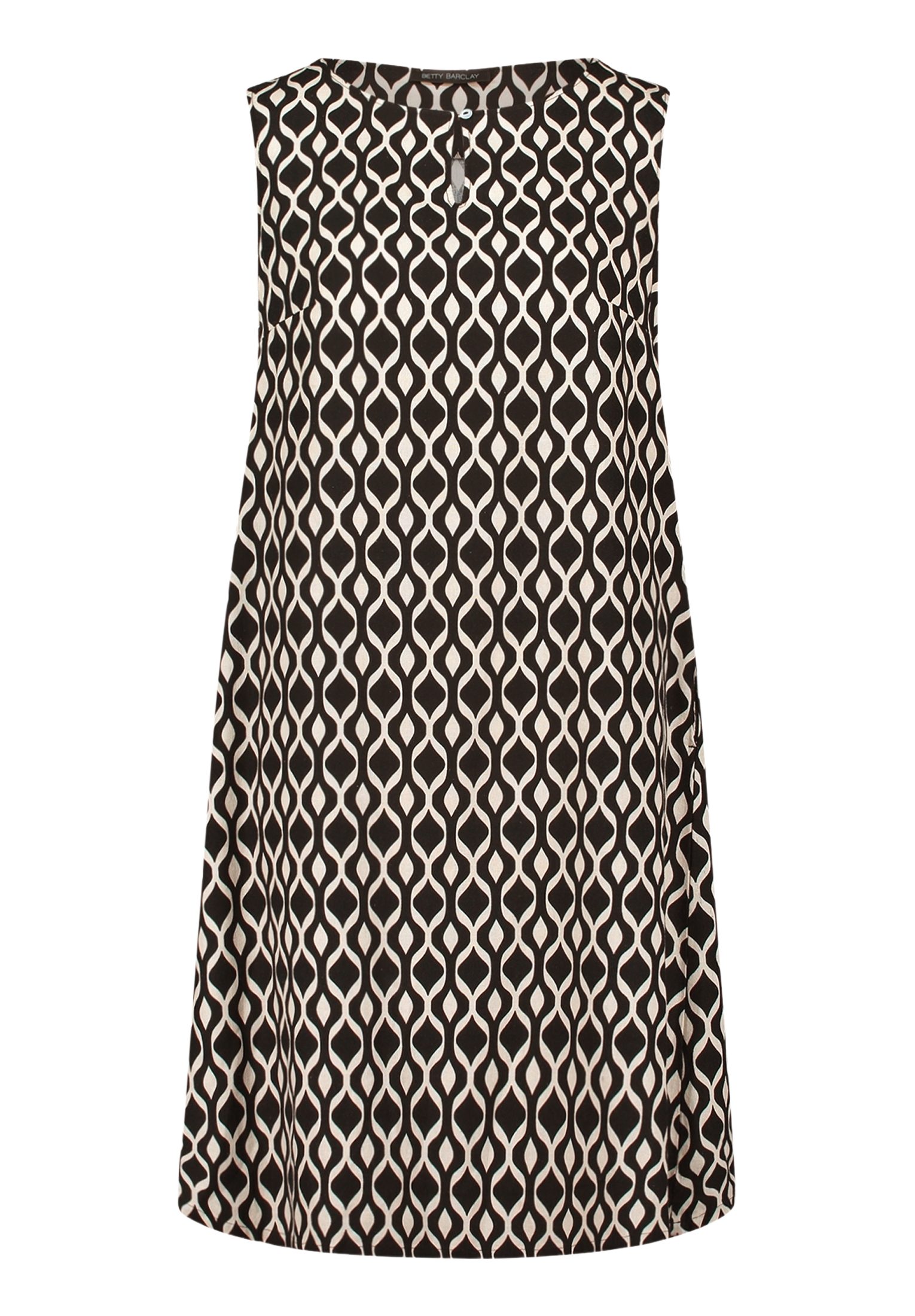 Betty Barclay Partykleid schwarz,Casual,Leinen,Allover-Print,Rundhals,Ärmellos,Regular Fit