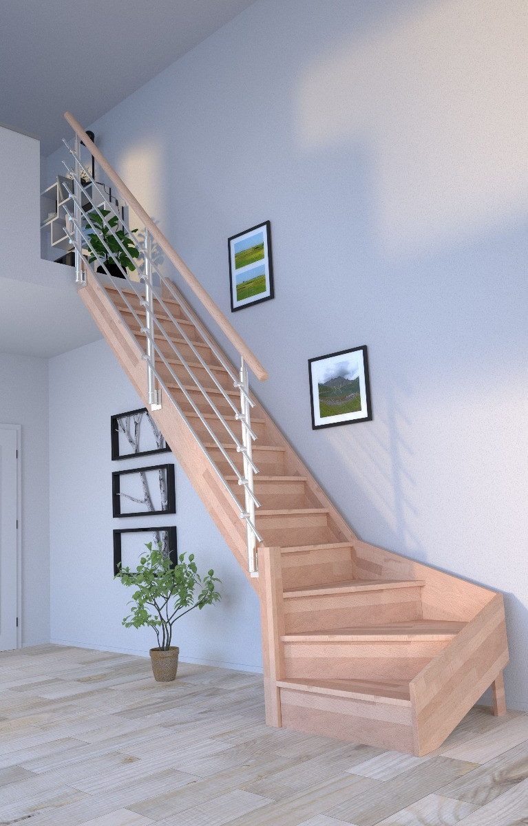 Starwood Raumspartreppe Holztreppe Rhodos in ¼ günstig online kaufen