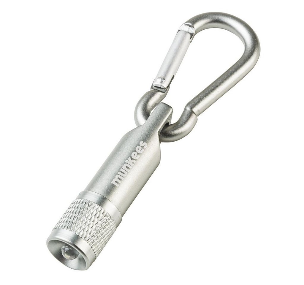 Munkees Taschenlampe Mini LED Leuchte mit Karabiner, Silber (Einzelartikel, 1-St), Kompakt, LED-Leuchte, Karabiner, Drehmechanismus