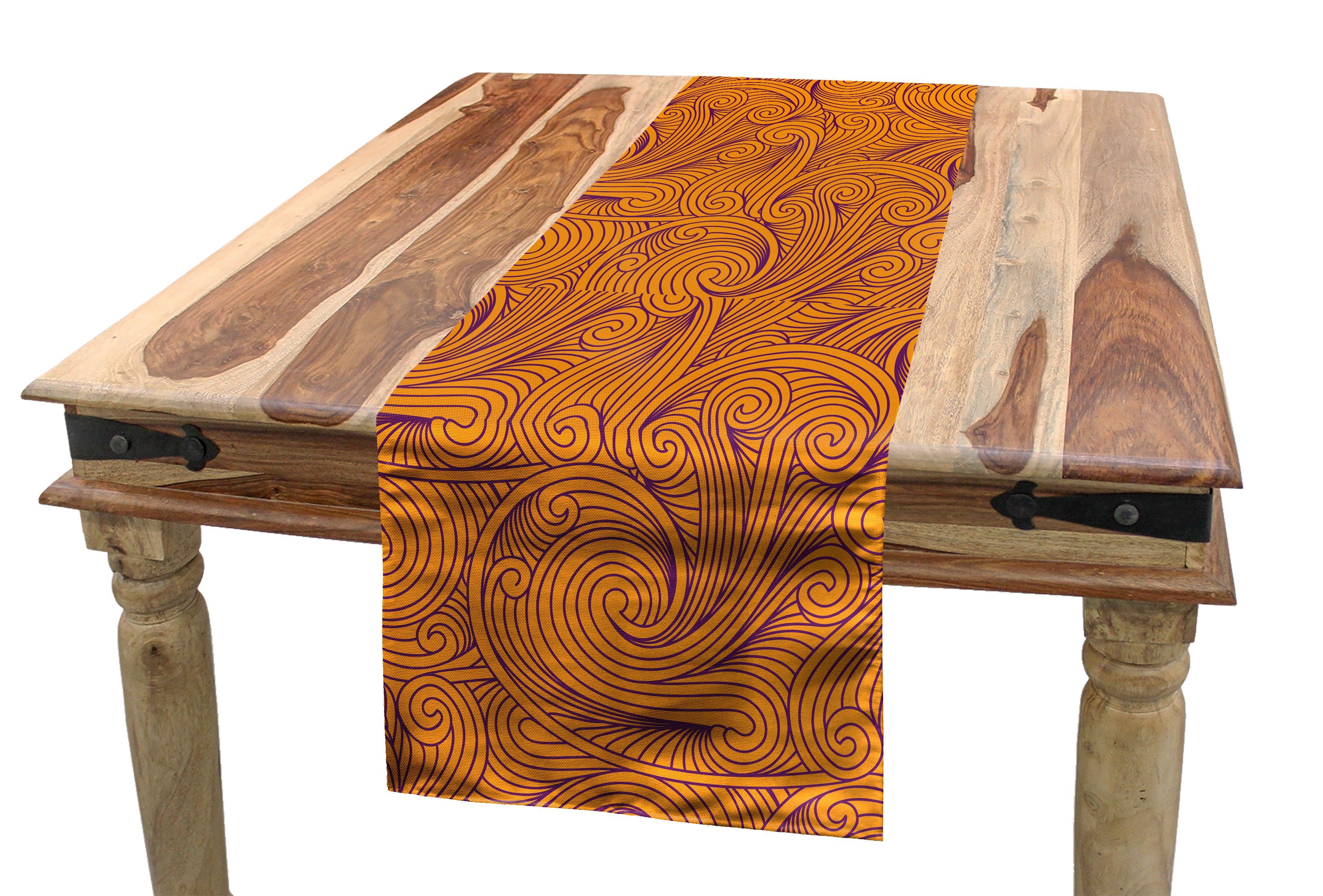 Abakuhaus Tischläufer, Rechteckiger Tischläufer Dekorativer wirbelnde Streifen Abstrakte Esszimmer Küche Gekritzel