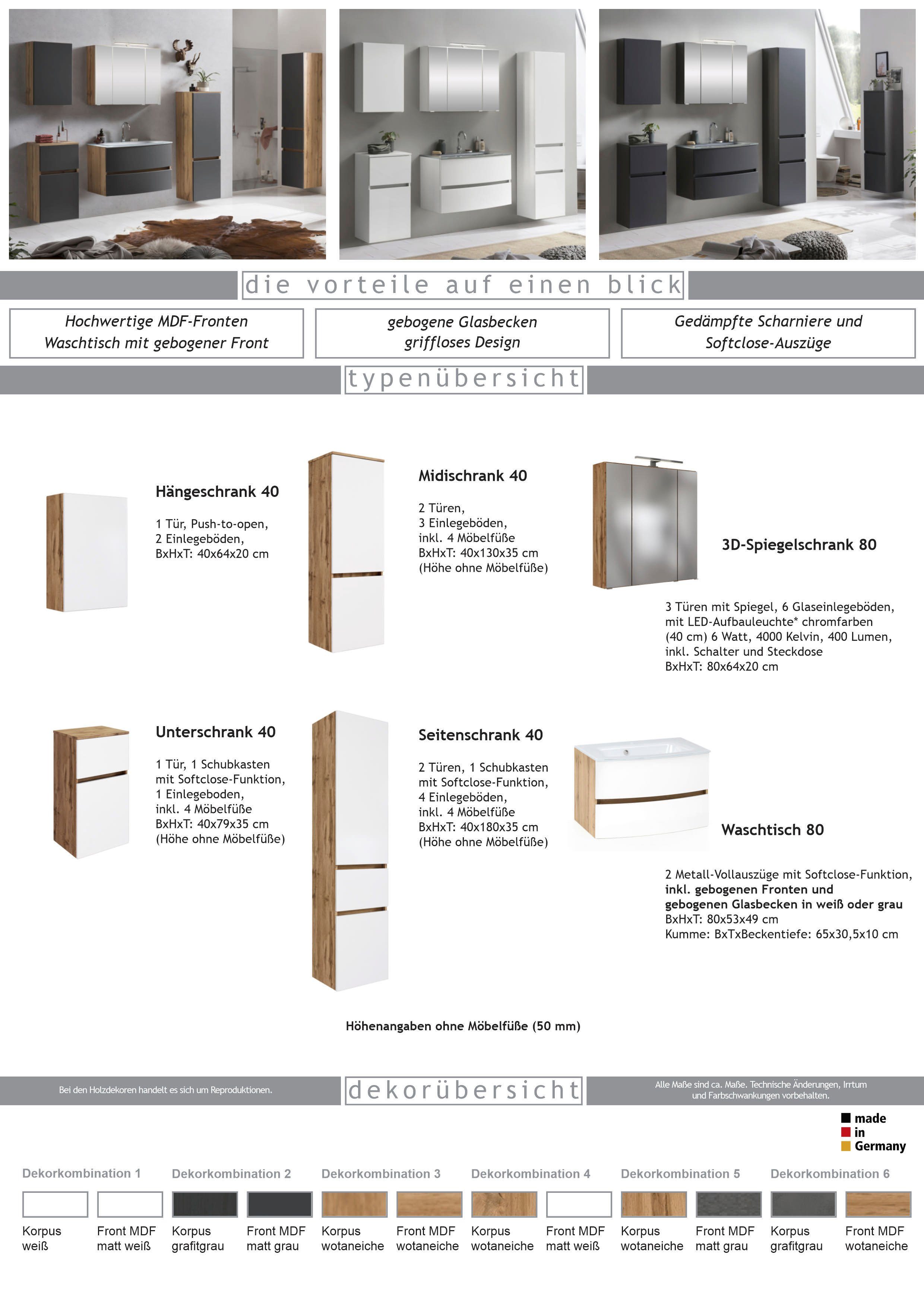 weiß MÖBEL Hängeschrank weiß Kaunas HELD 40x20x64 BxTxH: cm |