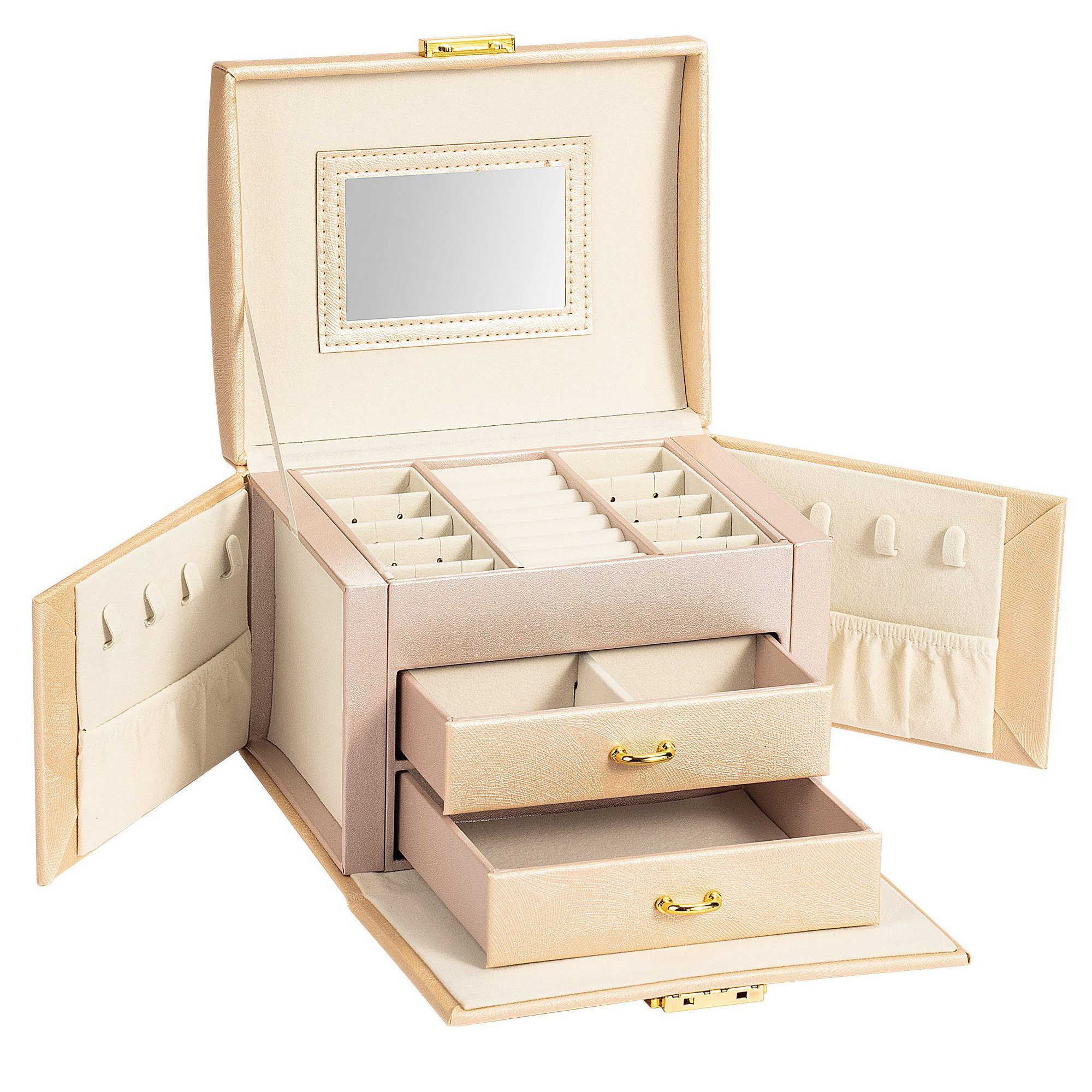 AdelDream Schmuckkasten Mini-Schmuckkästchen, 3 Ebenen, 2 Schubladen, 3 Far günstig online kaufen