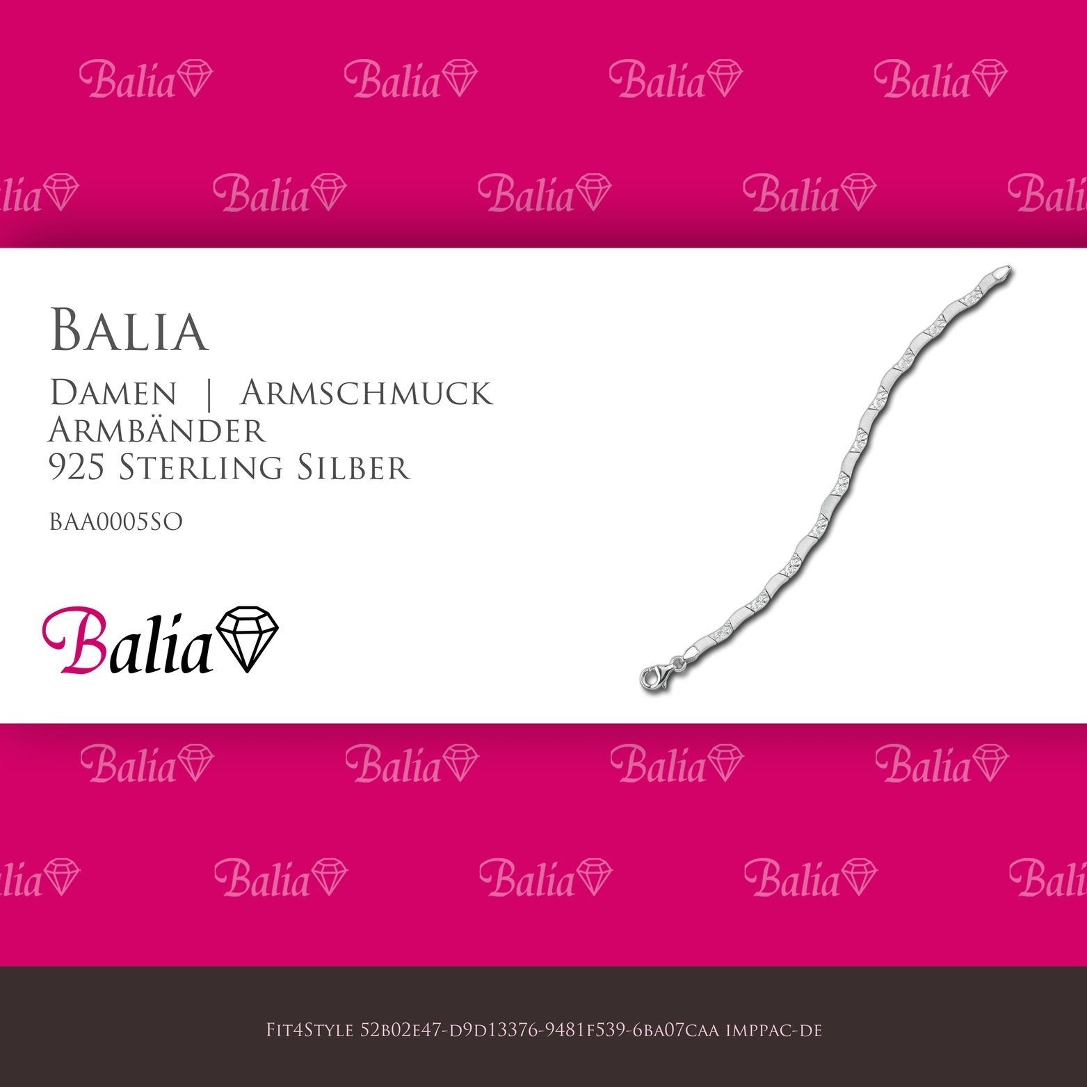 Silber (Armband), 925 (Welle) 18,5cm, Armband Balia ca. Armband Silber für Damen Balia Silberarmband mattiert