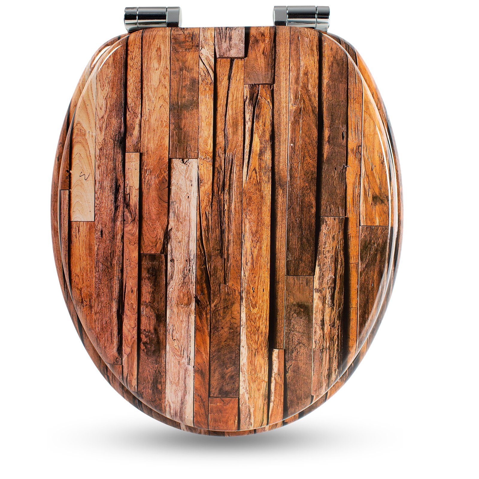 Sanfino WC-Sitz "Industrial Wood" Premium Toilettendeckel mit Absenkautomat günstig online kaufen
