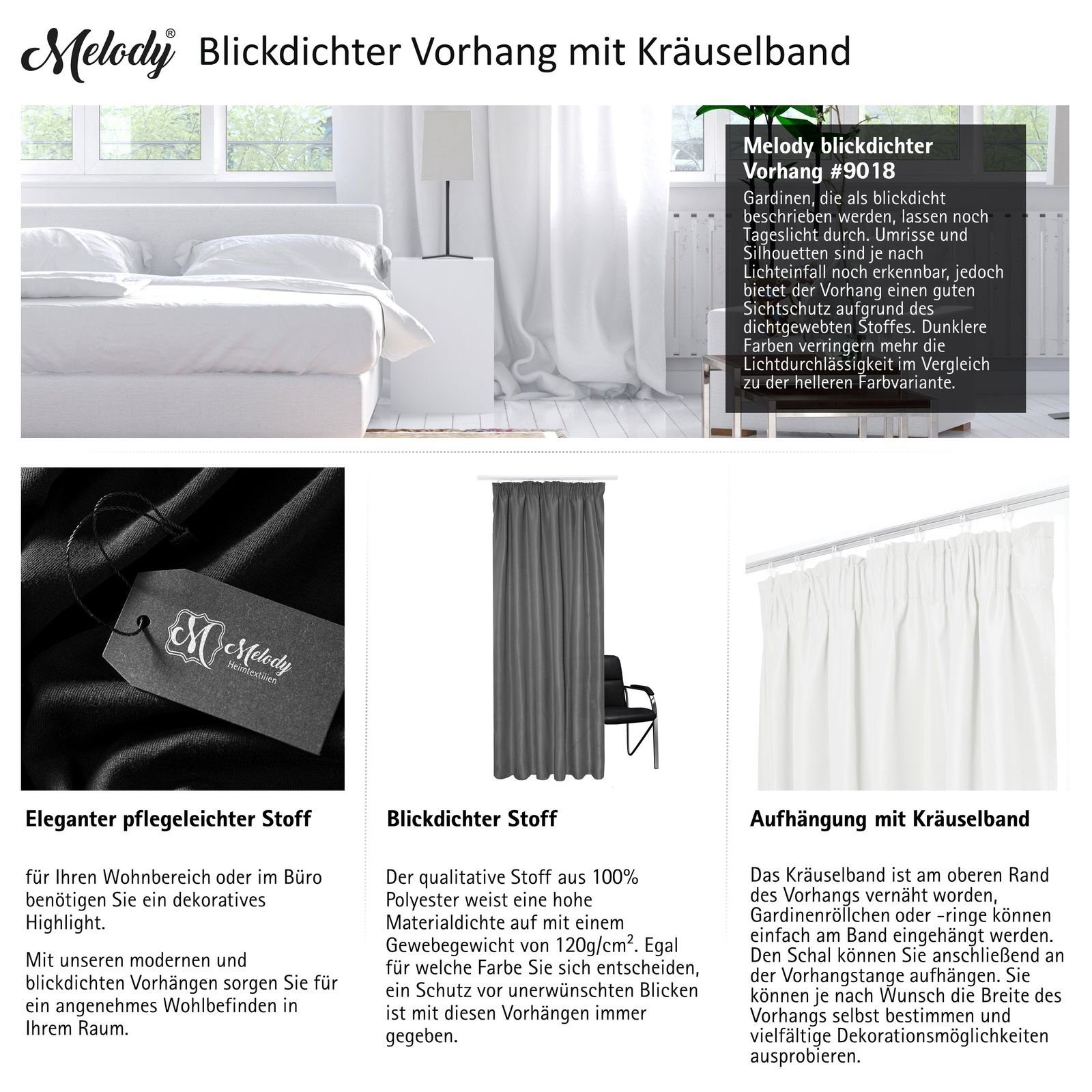 Melody Vorhang Gardine Curtain Blickdicht Sichtschutz günstig online kaufen