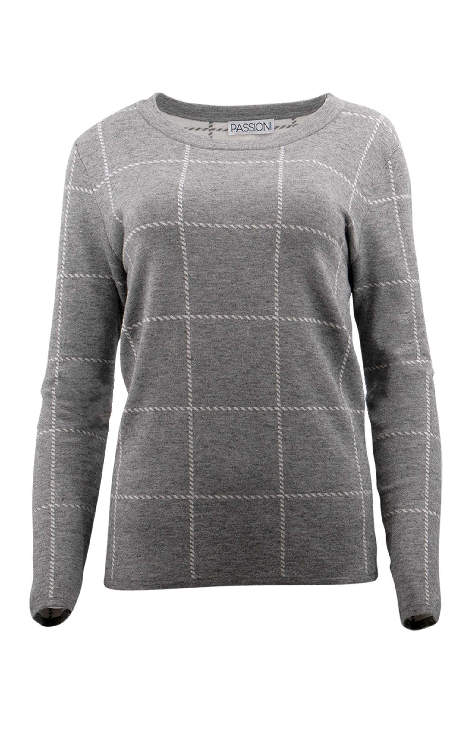 Passioni Strickpullover mit dezentem Karomuster günstig online kaufen