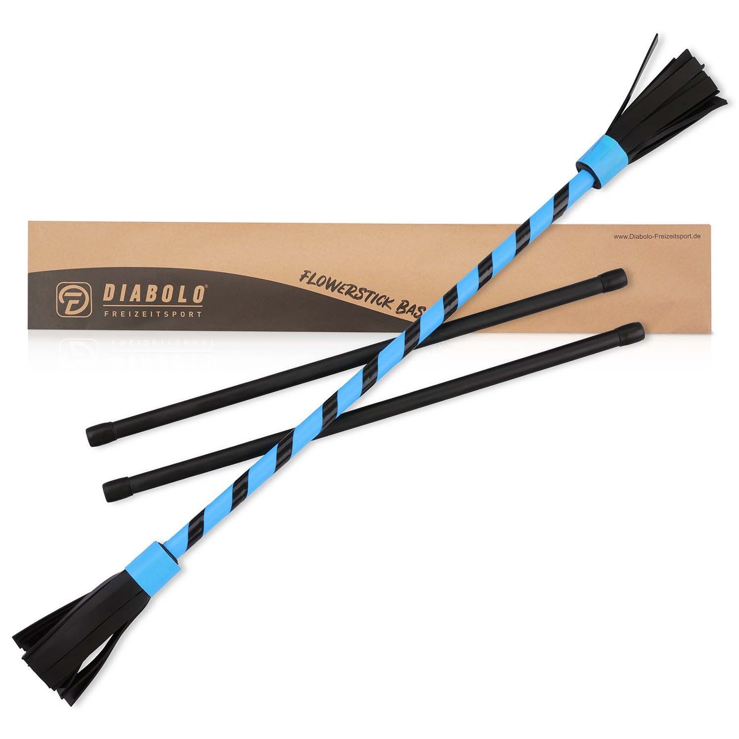 Diabolo Freizeitsport Spiel Flowerstick 59cm - Jonglage Set für Anfänger, Jonglage, Devil Stick Basic UV (blau) Spielzeug ab 5 - Balance Training Kinder