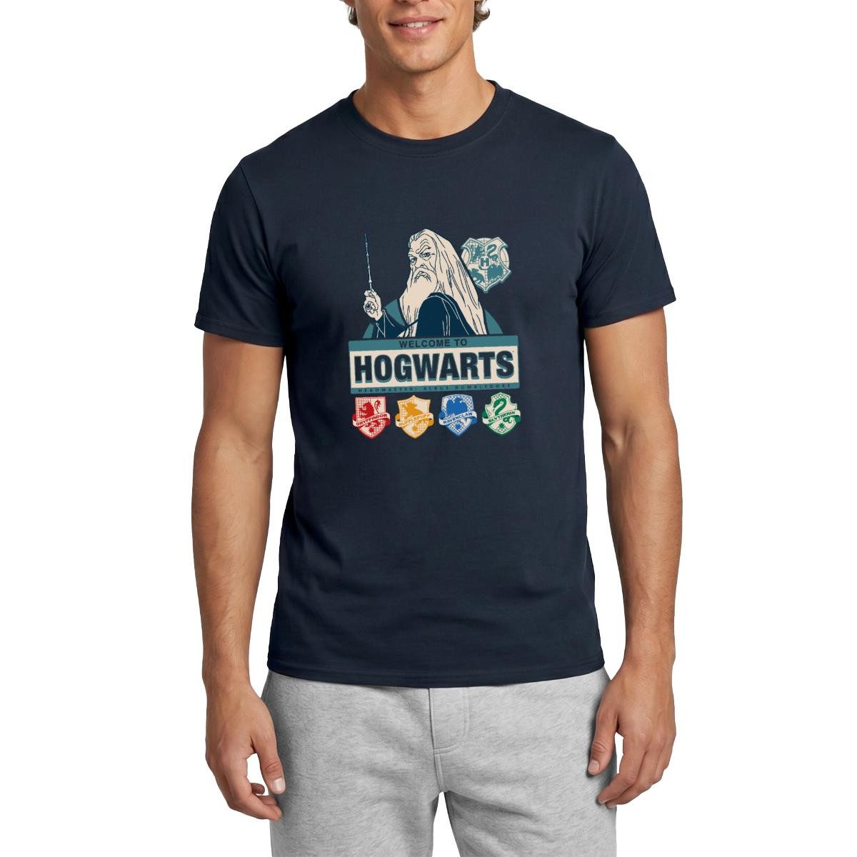 Spreadshirt T-Shirt Harry Potter Dumbledore Willkommen In Hogwarts Männer T-Shirt (1-tlg)