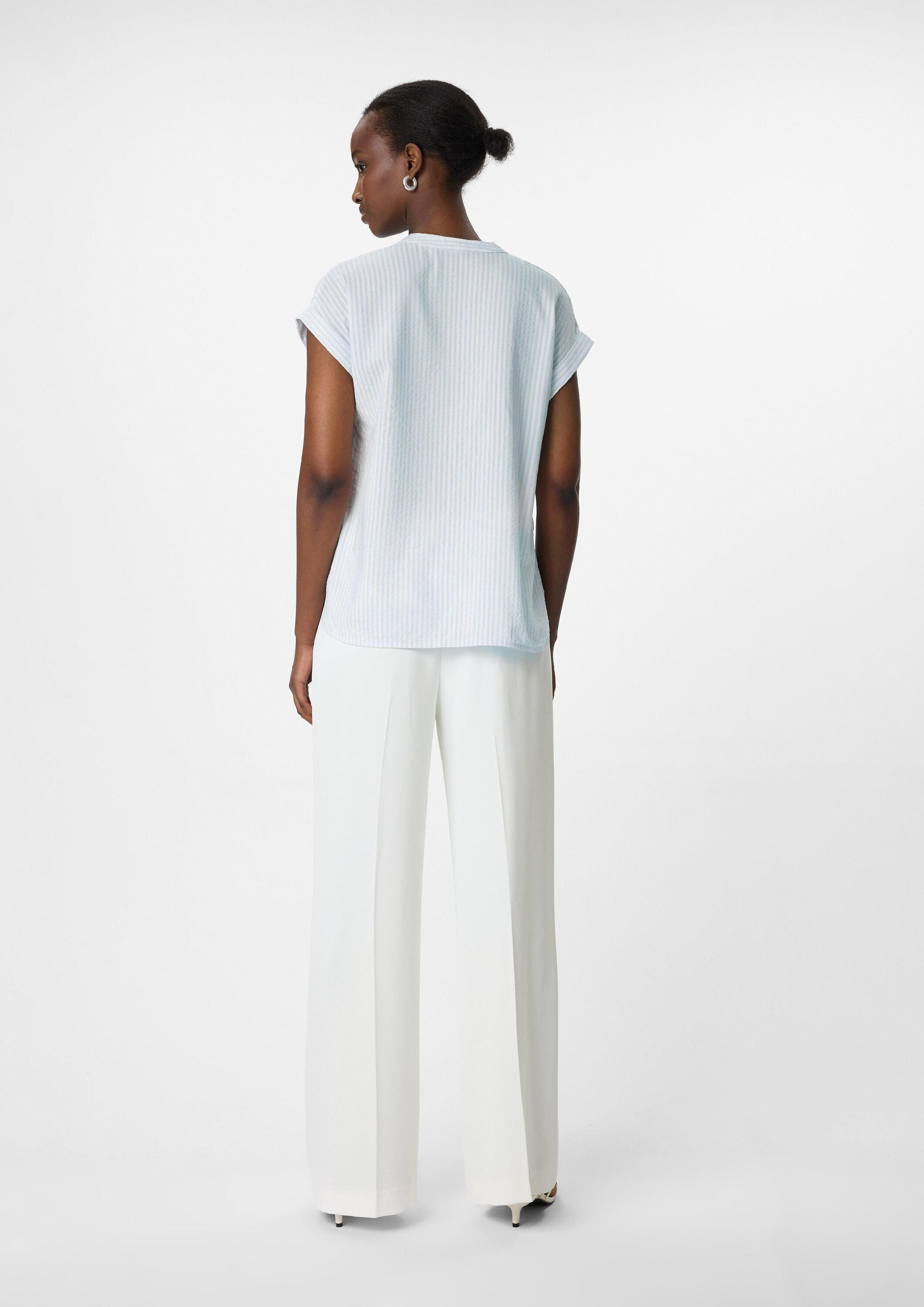 comma Kurzarmbluse Bluse Gestreifte Tunikabluse mit kurzen Ärmeln