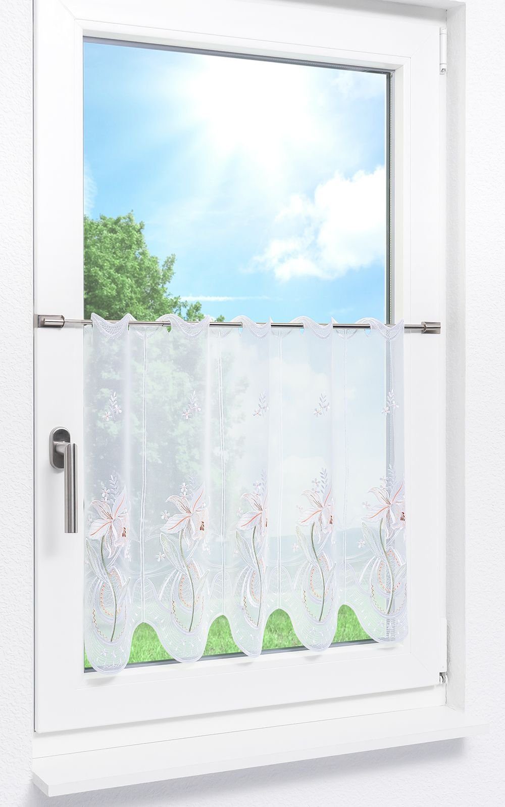 Plauener Spitze® Scheibengardine Orchideen (1 St), transparent, HxB 55x48cm günstig online kaufen
