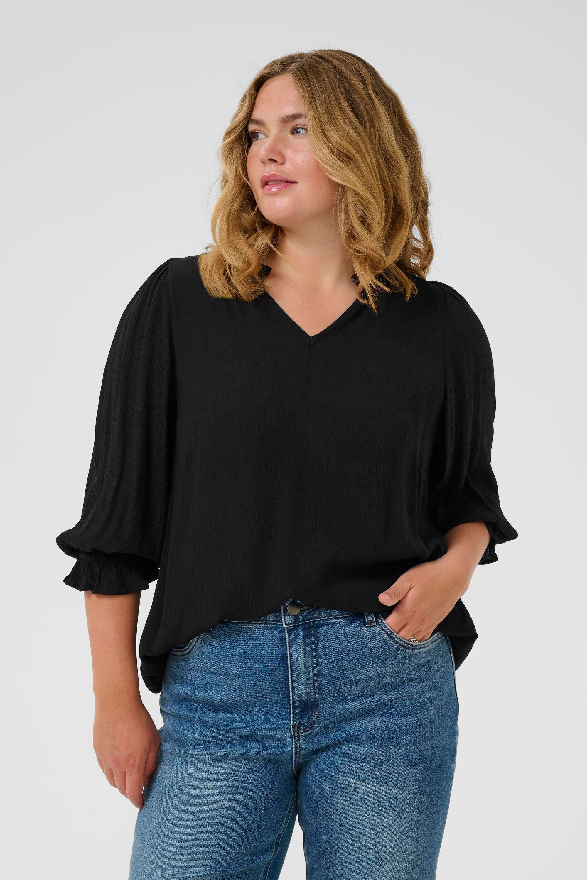 KAFFE Curve Langarmbluse Halblange Ärmel KCkiv Große Größen günstig online kaufen