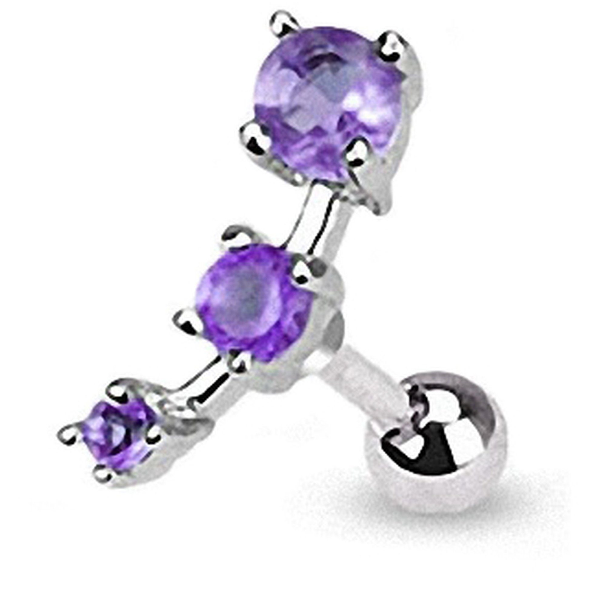 Taffstyle Piercing-Set Piercing Helix Tragus Chirurgenstahl Zirkonia 3, Chirurgenstahl Ohrpiercing Cartilage Stab Barbell Stecker Strass Stein Tanzanite