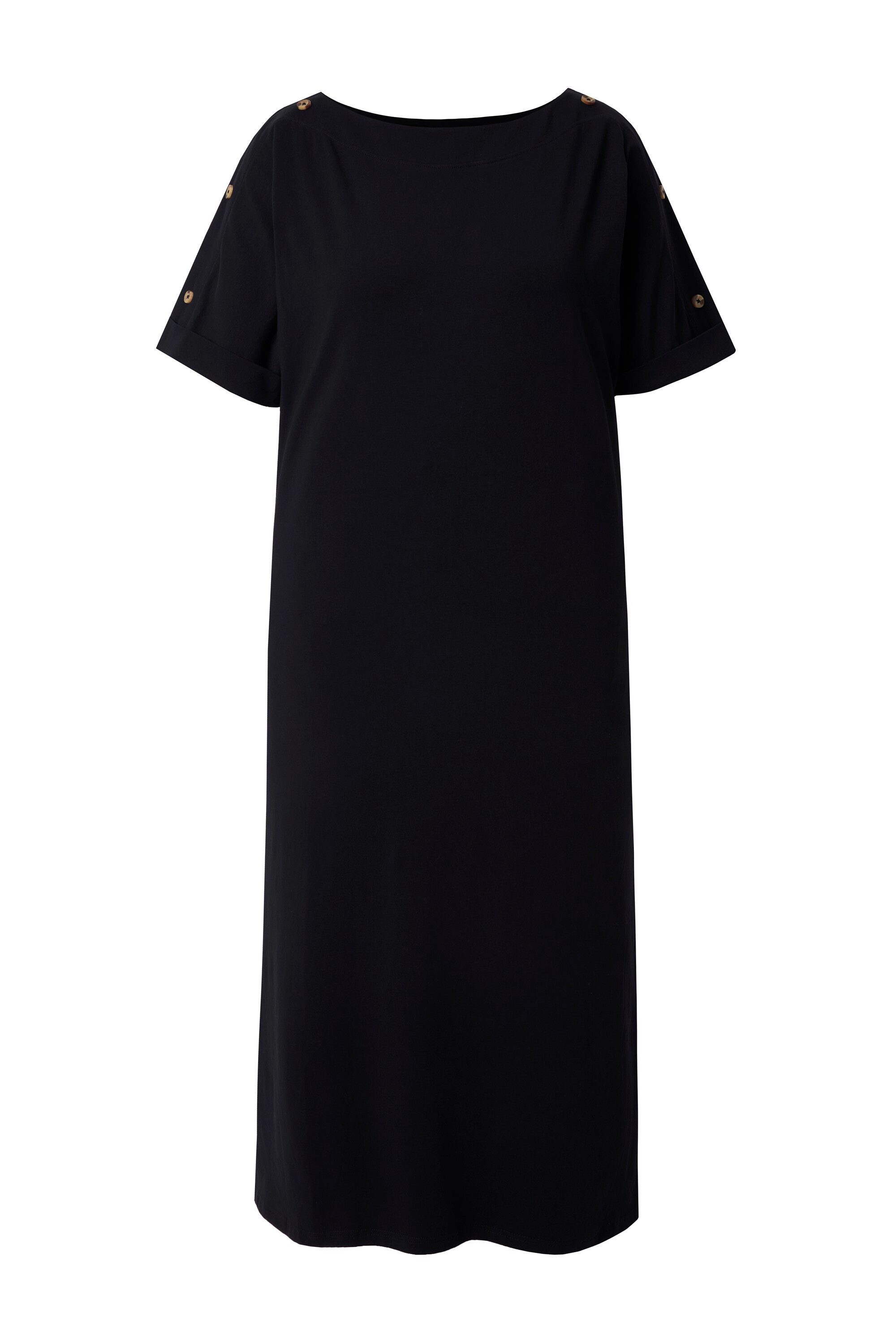 Midikleid Midikleid Zierknöpfe Oversized Rundhals Halbarm