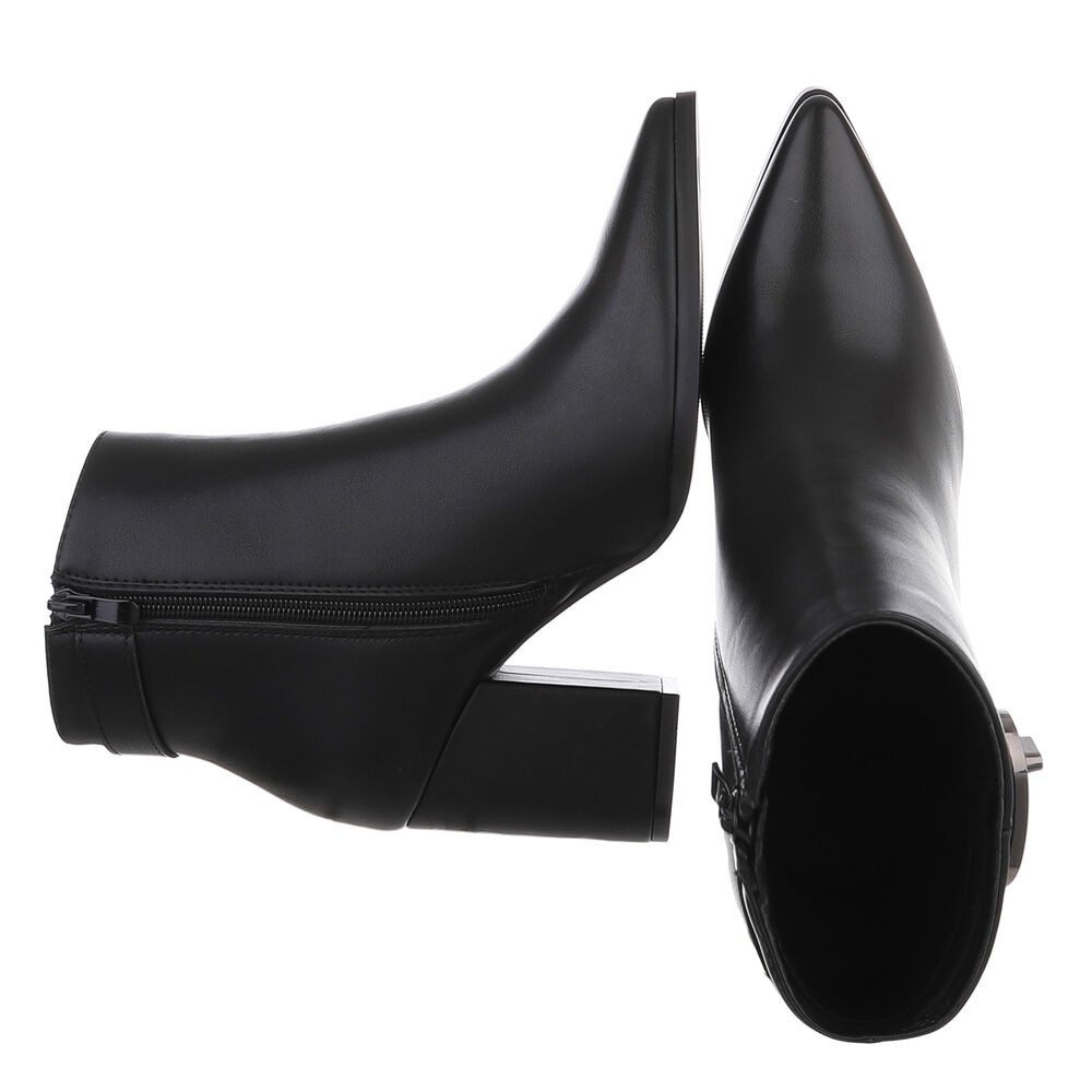 Ital-Design Elegante Ankle Boots mit Blockabsatz und seitlicher Schnalle High-Heel-Stiefelette (90927486) Blockabsatz Stiefeletten in Schwarz