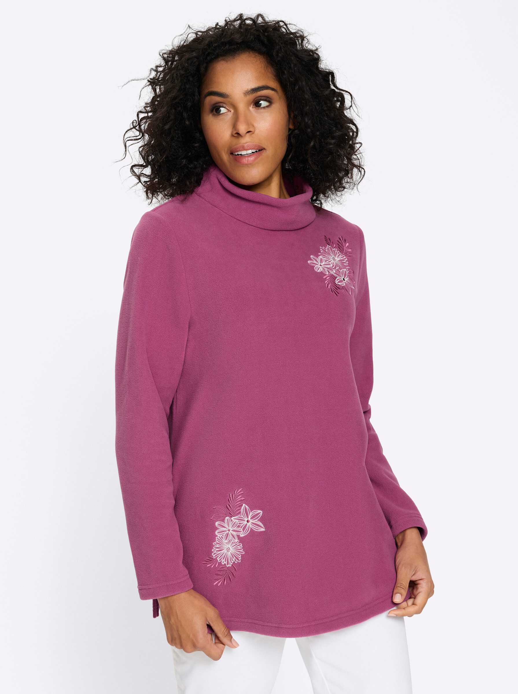 Sieh an! Fleeceshirt Fleece-Shirt Langarm Länge ca. 74 cm