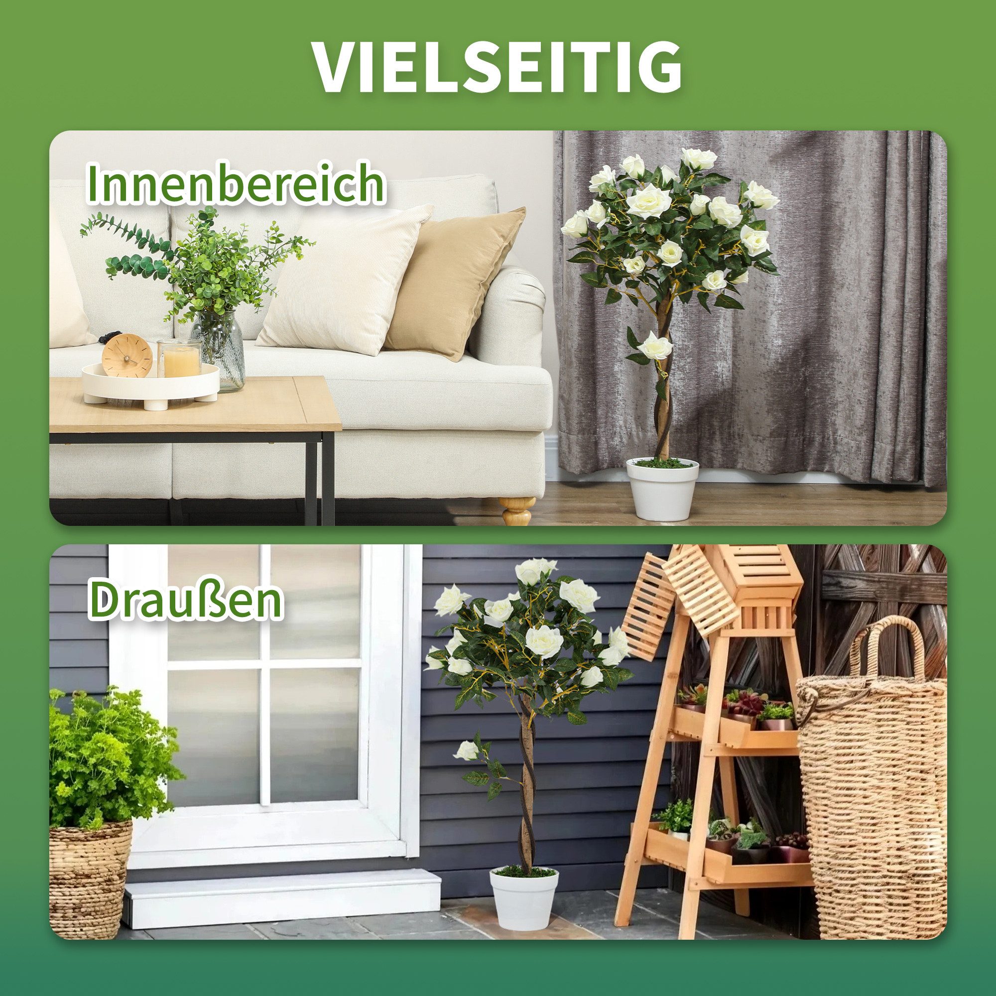 Kunstbaum Kunstbaum, Künstliche Pflanze im Zementtopf, Kunstpflanze, Celya