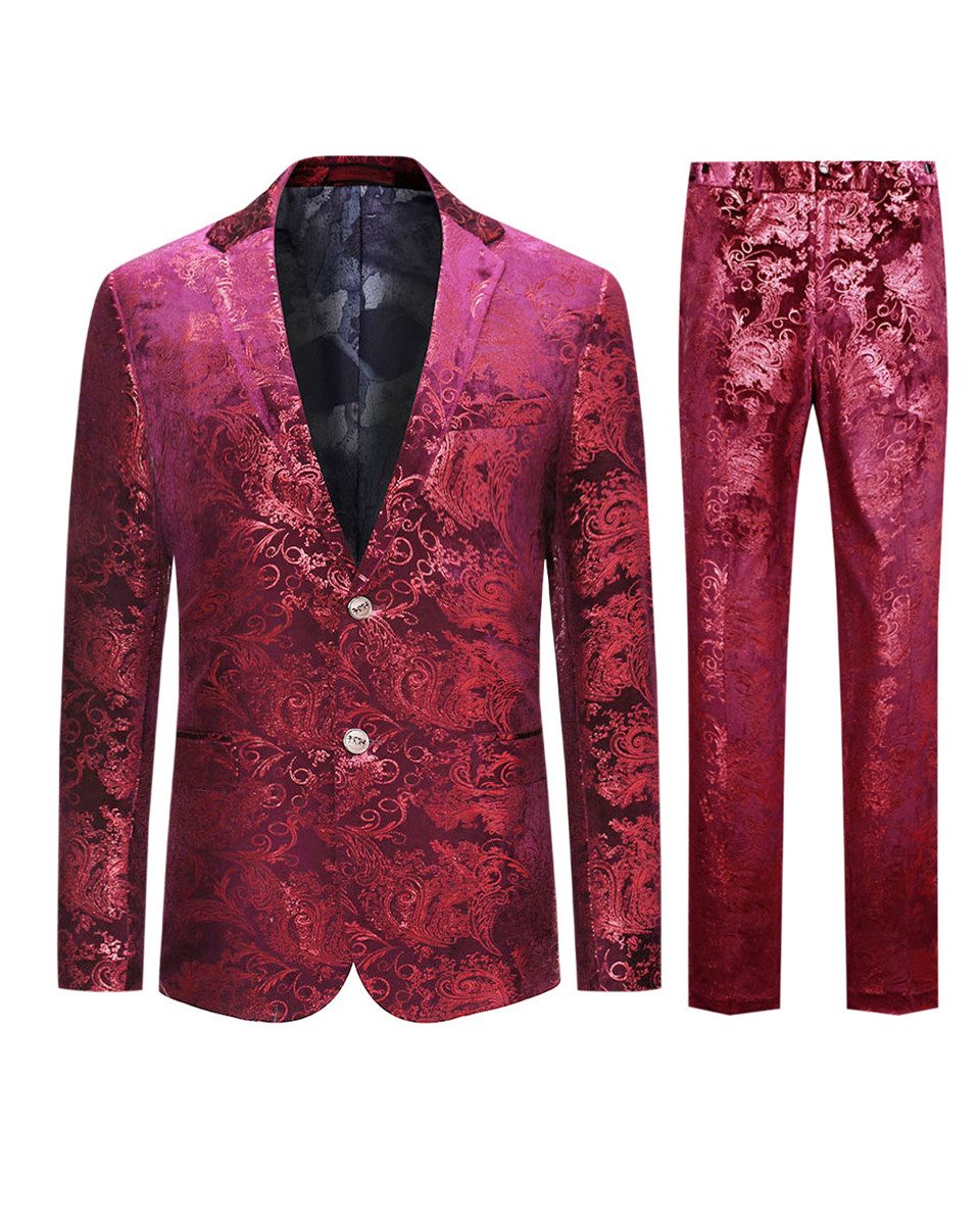 Allthemen Anzug (2 tlg) Herren Jacquard Partyanzug Smoking Regular Fit Anzug