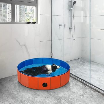 EUGAD Planschbecken, Hundepool Swimmingpool für Hunde Katzen rot
