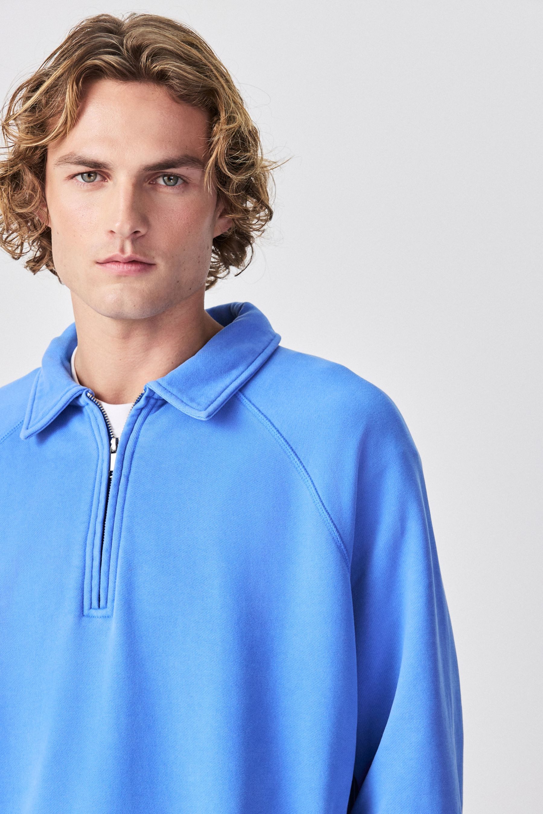 Next Sweater Poloshirt mit Reißverschluss in Stückwaschung (1-tlg)