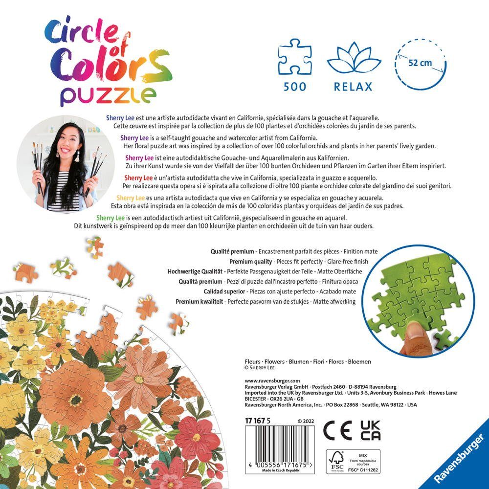 Ravensburger Puzzle 500 Teile Ravensburger Puzzle Circle of Colors Flowers 17167, 500 Puzzleteile