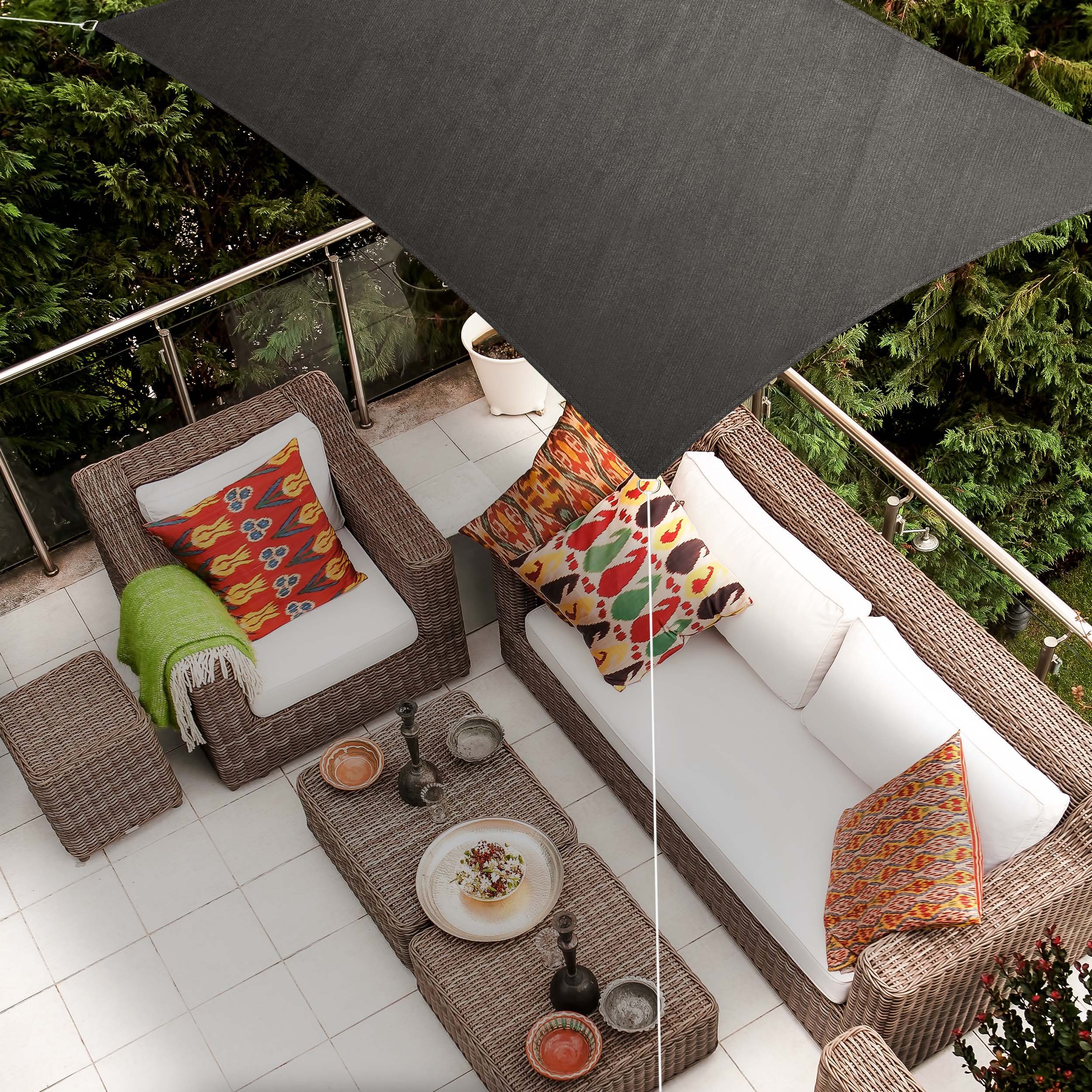 Hometex Premium Textiles Sonnensegel Sonnenschutz Schattenspender Windschutz vielseitig, und Dark - und für & robust, stabiler robuster Terrasse stabil Balkon Grey Garten