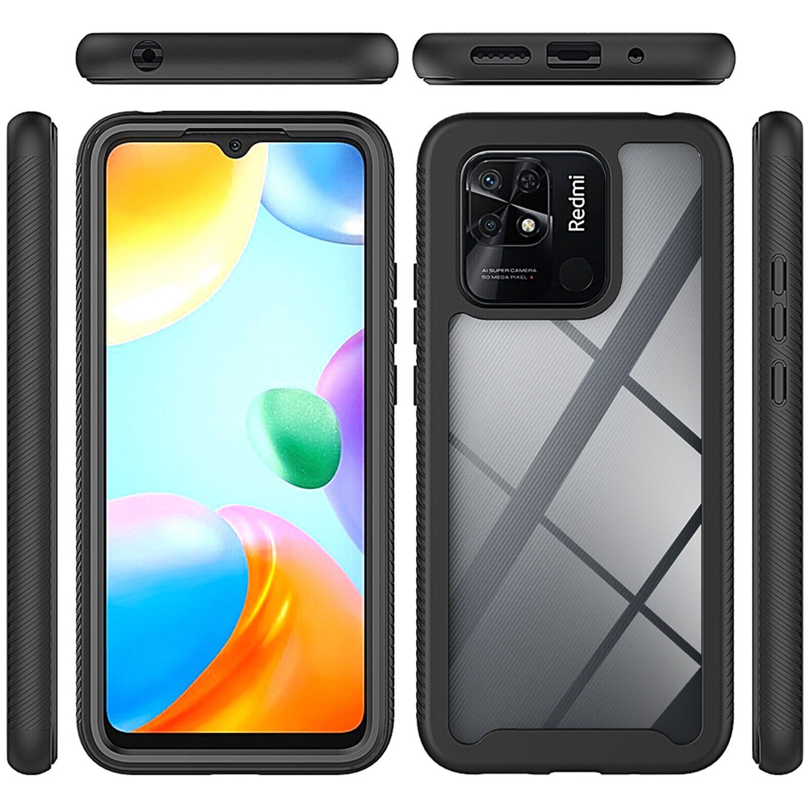 betterfon Handyhülle für Xiaomi Redmi 10C TPU Case mit 360° Rundumschutz Displayschutz, 360 Grad Hülle mit Displayschutz und Fingerprint