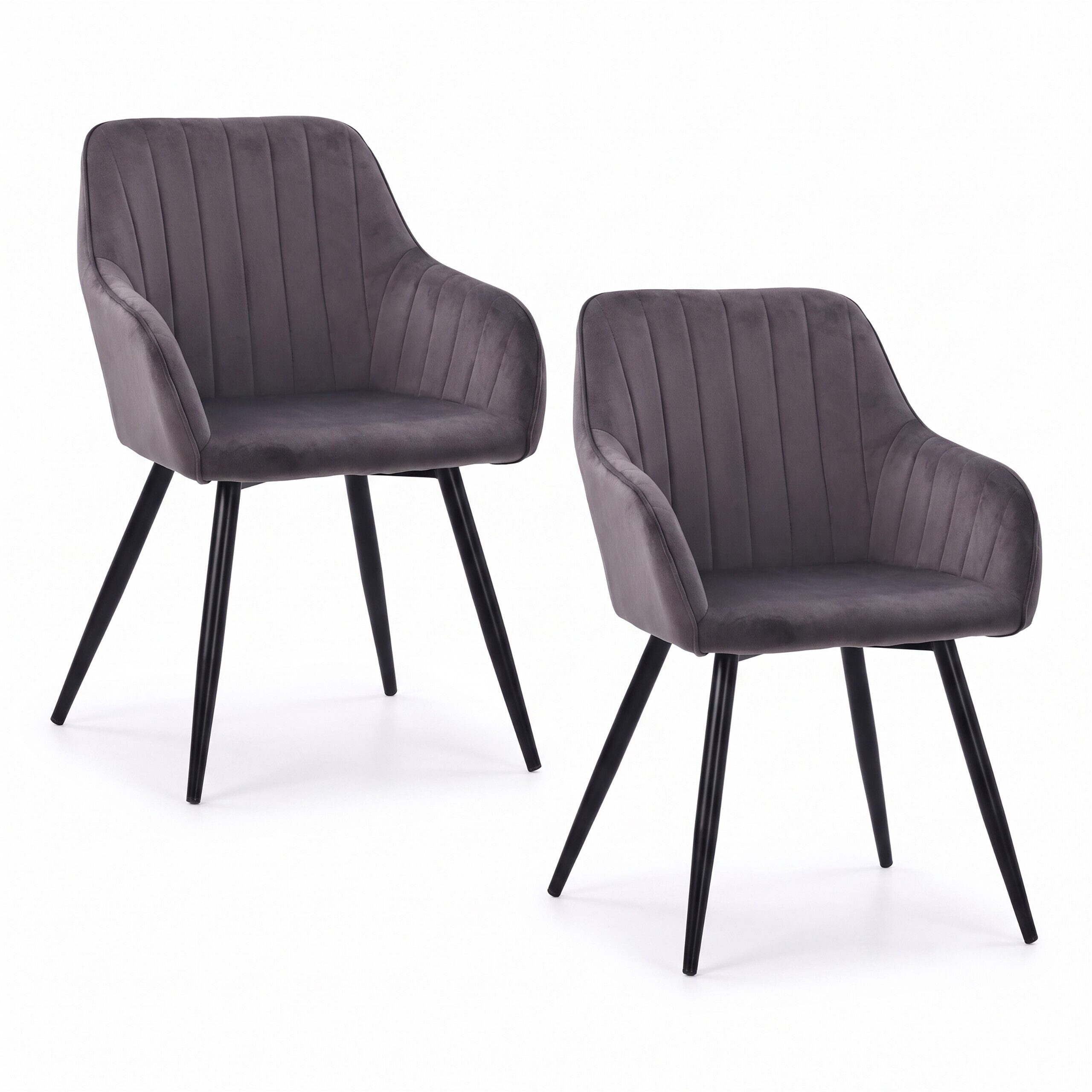 relaxdays Esszimmerstuhl 2er Set Samt (2 St), Anthrazit
