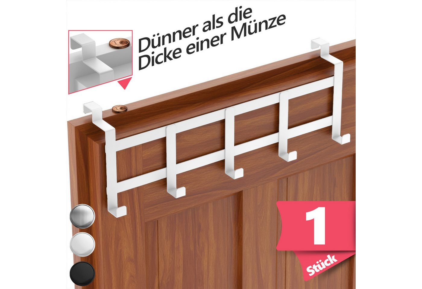Lindenstein Türhaken Türhaken Innenseite Premium, Türen, (Packung, 1-St., 1), ohne Bohren,Stabil,langlebig,rostbeständig,verformungsresistent