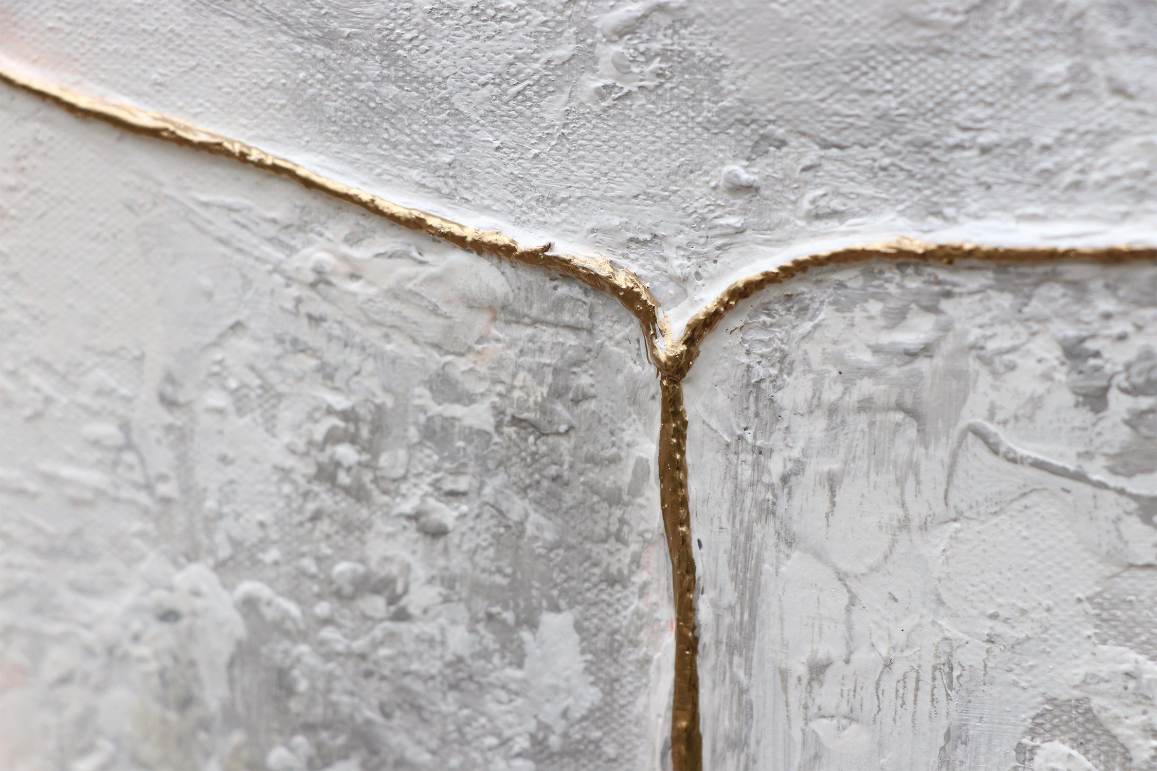YS-Art Gemälde Goldene Schleife, Abstraktion, Abstraktes auf Leinwand Bild Handgemalt Schnur Gold Beige